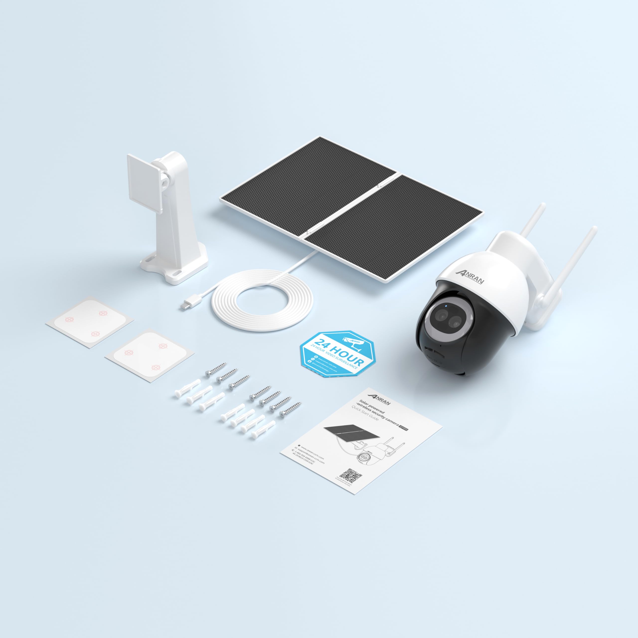 ANRAN 5MP+3MP 24/7 AOV Telecamera Wi-Fi Esterno Senza Fili | Tracciamento Automatico, Rilevamento AI, 8W Pannello Solare, 360° PTZ Videocamera, IP66