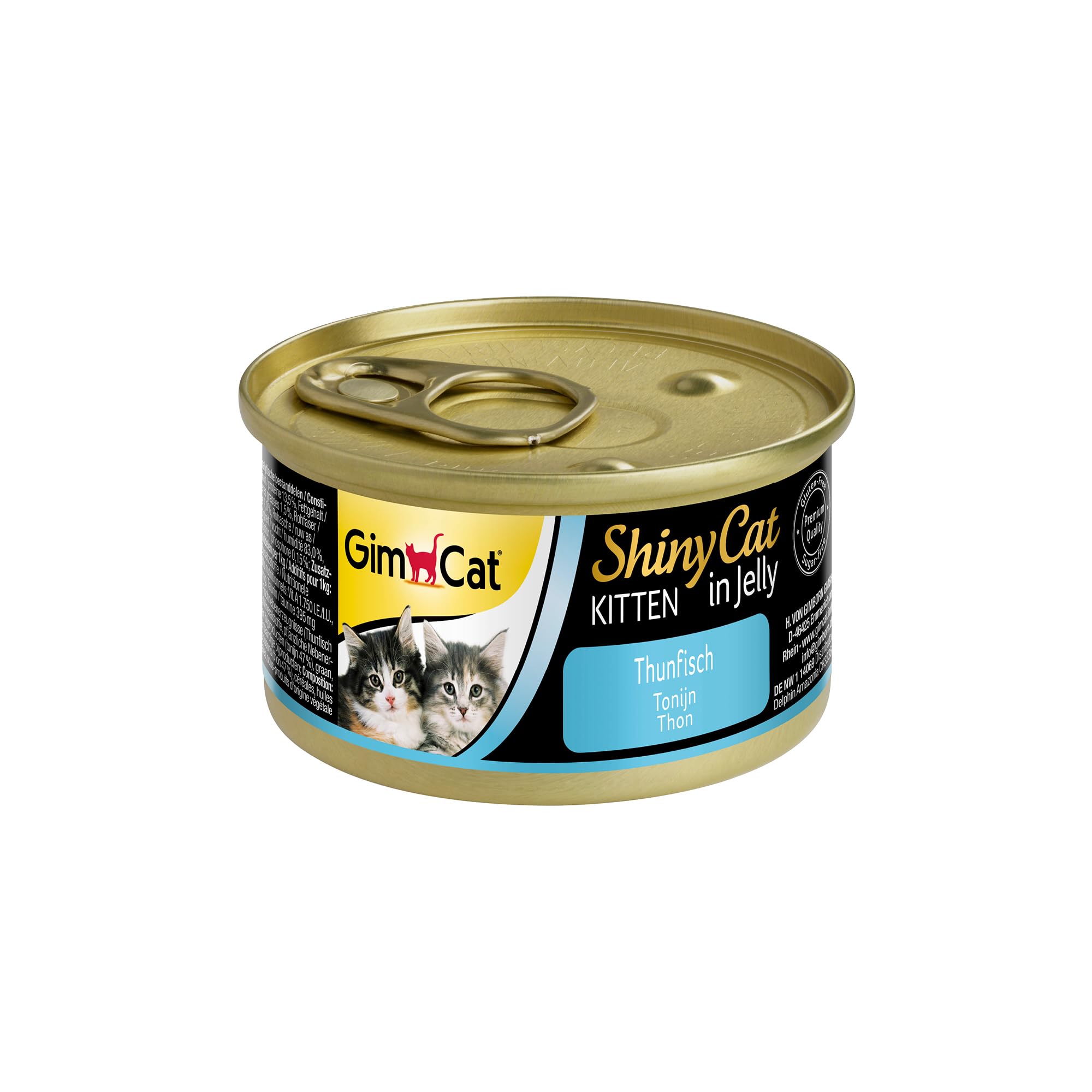 GimCat ShinyCat Kitten in Jelly, atún - Alimento húmedo para gatitos jóvenes, con pescado y taurina - 24 latas (24 x 70 g)