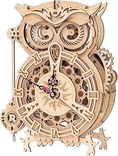 ROKR 3D Wooden Puzzle Owl Clock with Timer- DIY Animal Shaped Clock Building Set, Brain Teaser Unique Gift for Boys Girls Birthday with Quartz Movement