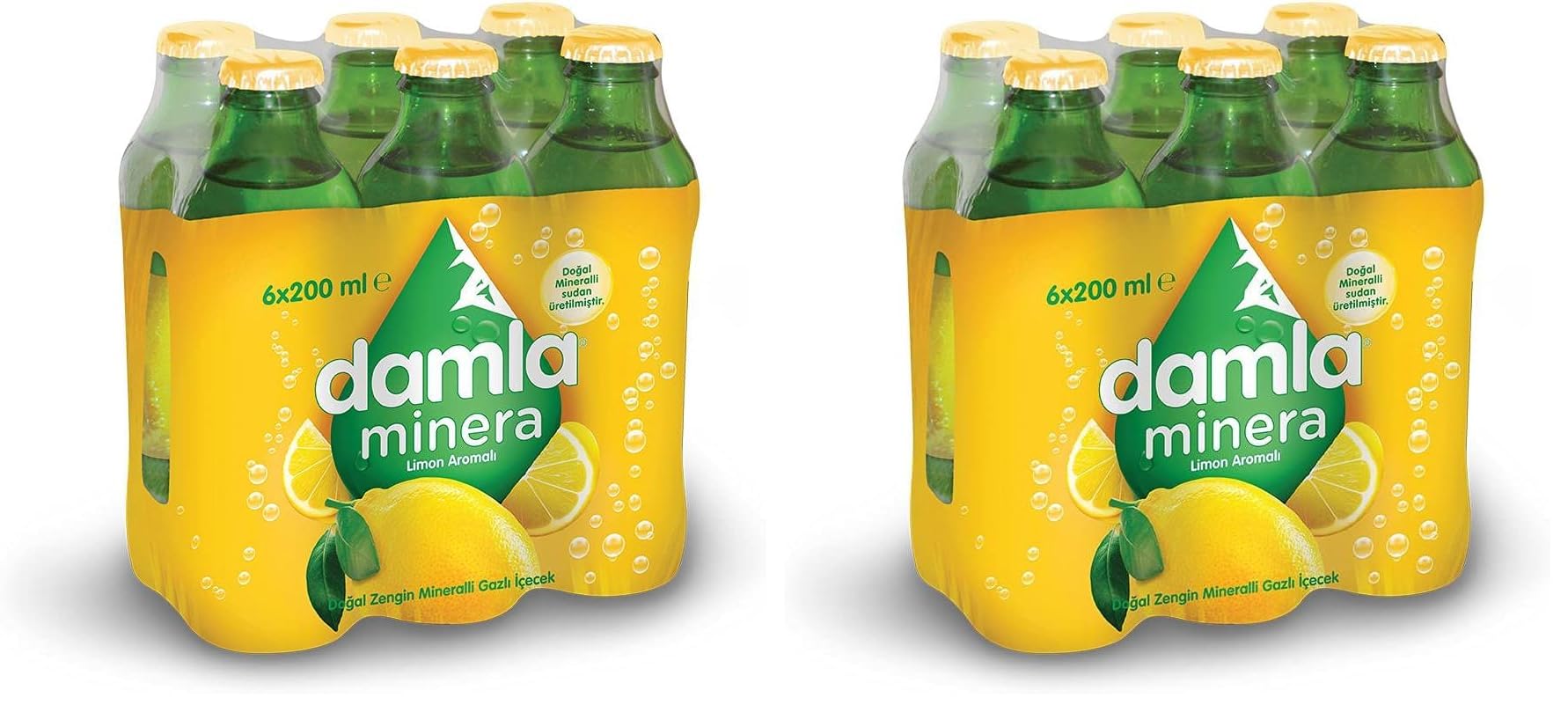 Damla Minera Limonlu Maden Suyu Cam Şişe 6x200 ML 2li paket