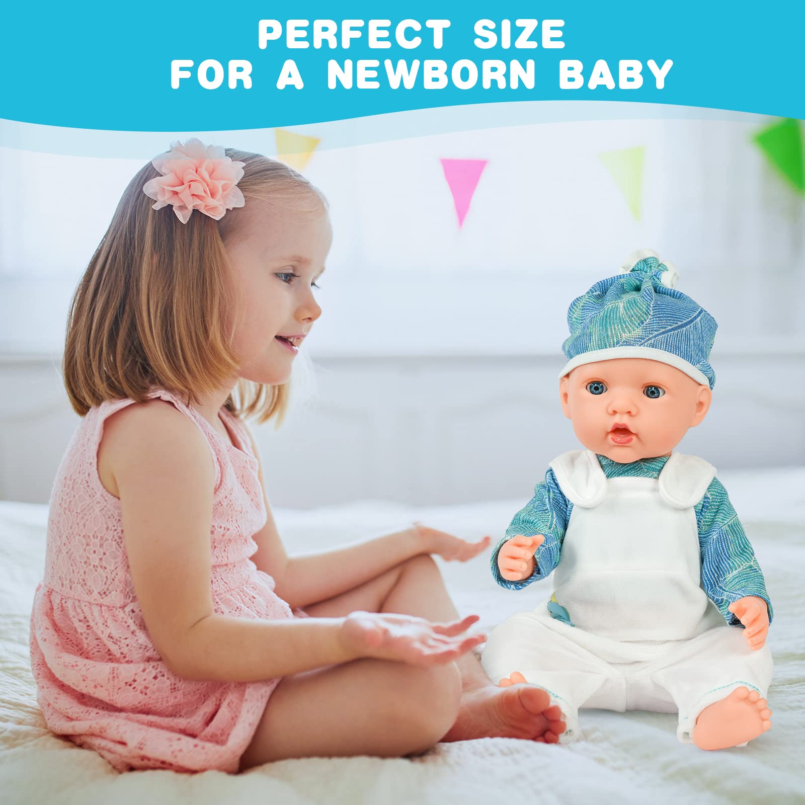 Aolso Doll clothes, doll dress accessories for dolls clothes 14-18 inches, size 35-45 cm for dolls (doll not included), white/blue