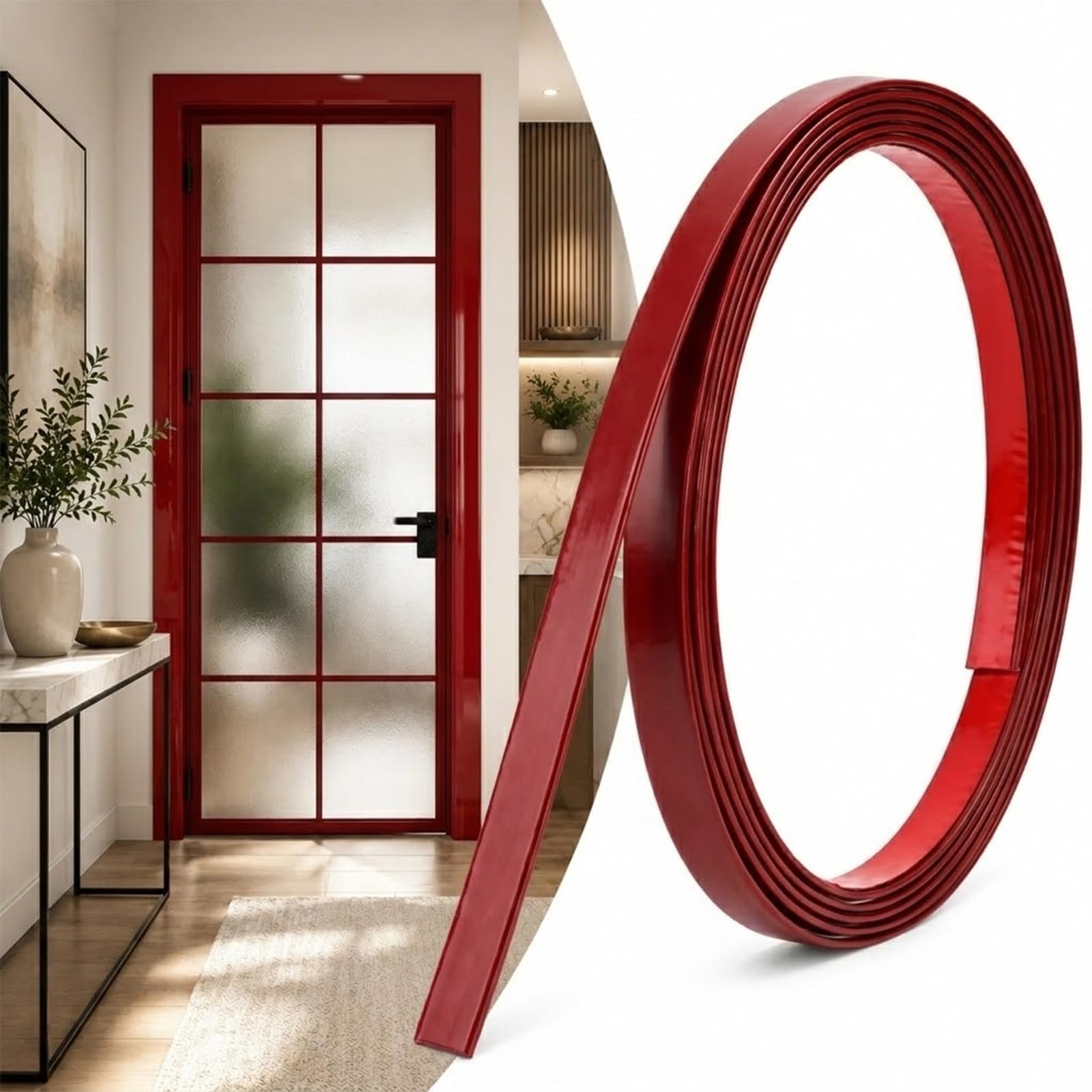 Wall Trim Peel And Stick Molding Frame PVC Molding Trim Red,W 2cm* L 2m