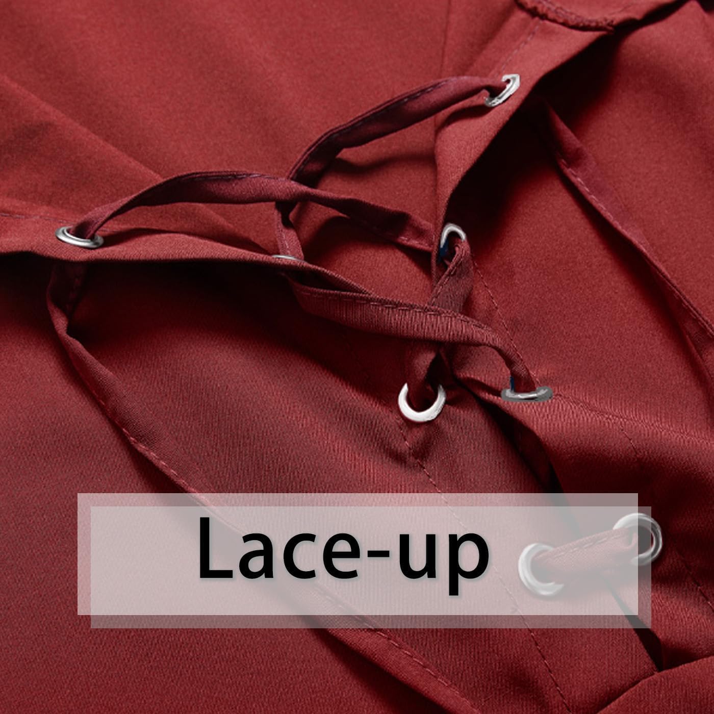 Men's Medieval Pirate Shirt, Viking Steampunk Costume Victorian Lace Up Shirts Halloween Renaissance Gothic Cosplay Tops - Image 4