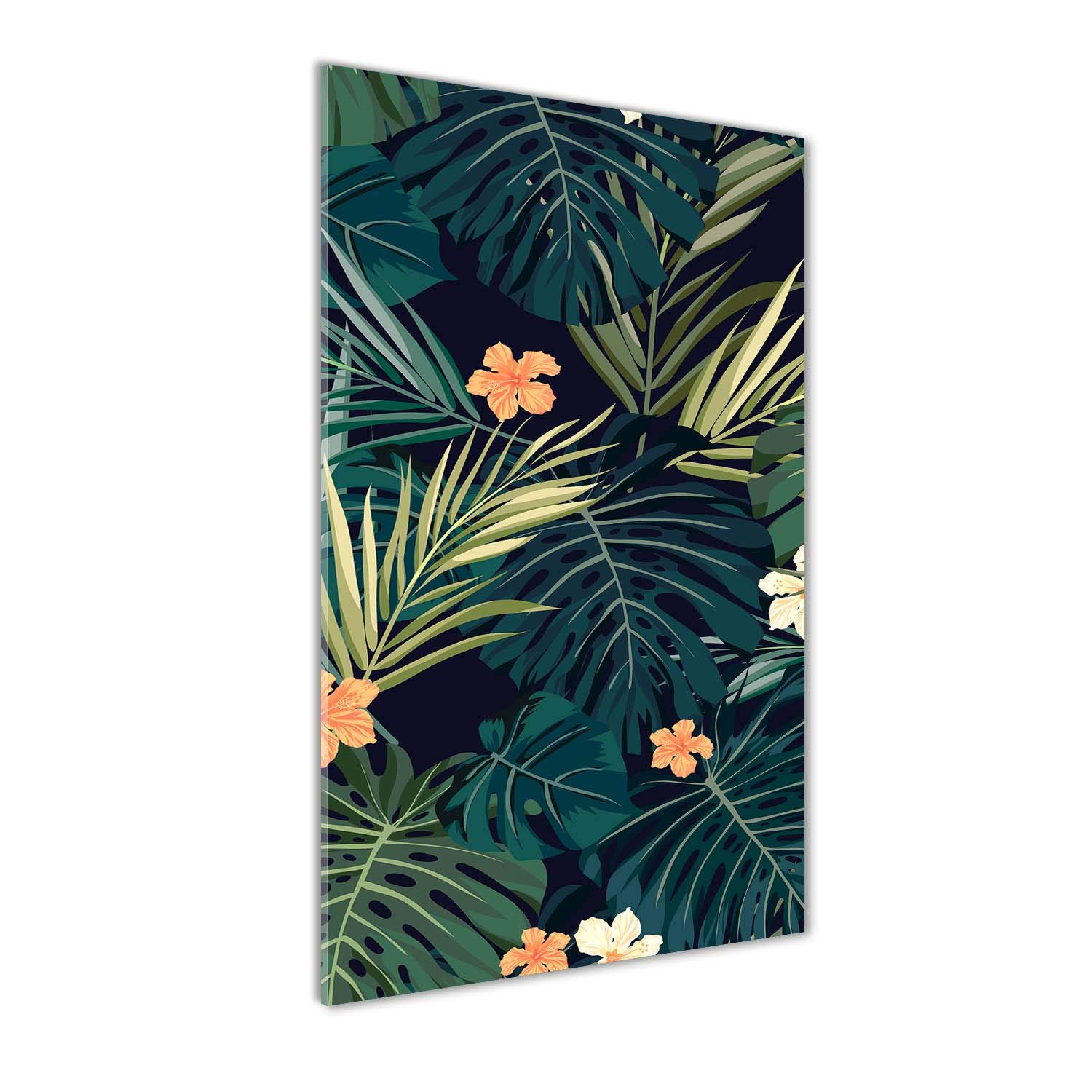 Fleurs hawaïennes orange en impression sur verre tableau déco salon cuisine 50x100