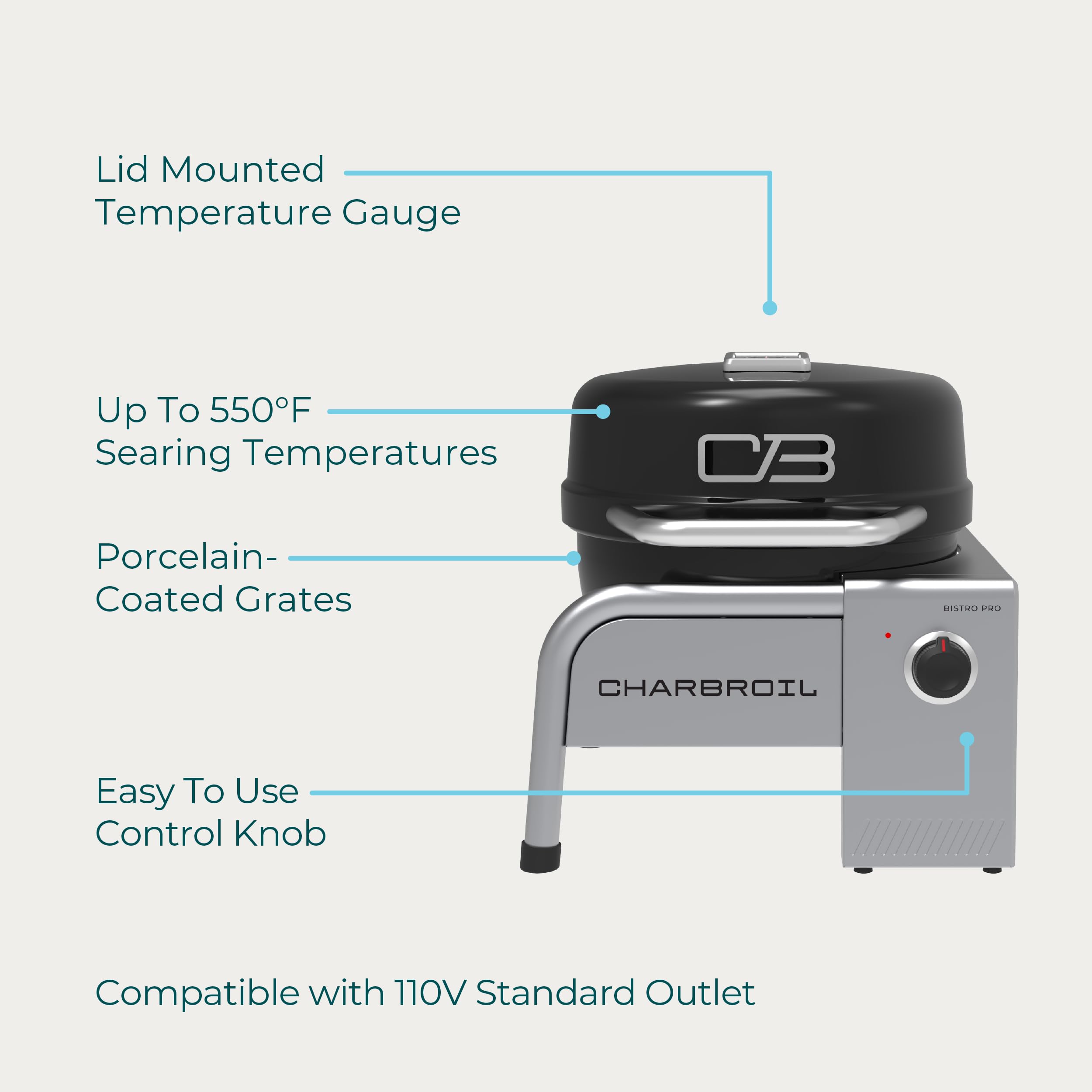 Charbroil Bistro Pro - Parrilla eléctrica de mesa, color negro - 25302149 7