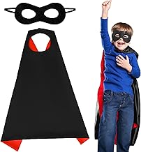 REDSTAR Kids Superhero Cape and Black Mask - Reversible Childrens Red and Black Cape Fancy Dress with Superhero Mask - Dual Colour Super Hero Costume Kids World Book Day Costume Accessories