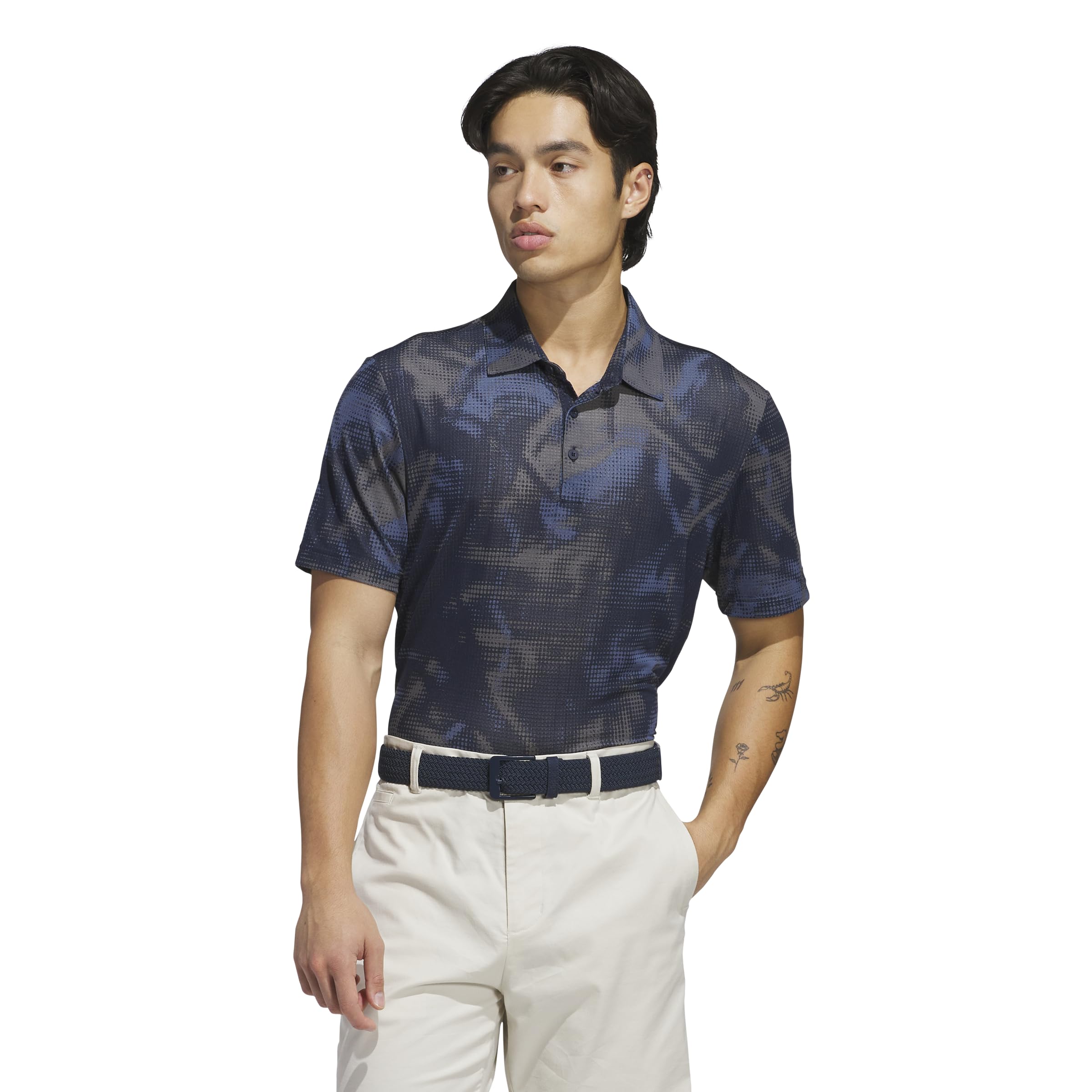 adidas Męska koszulka polo z nadrukiem Ultimate365, granatowa, M, Granatowy Collegiate Navy, M