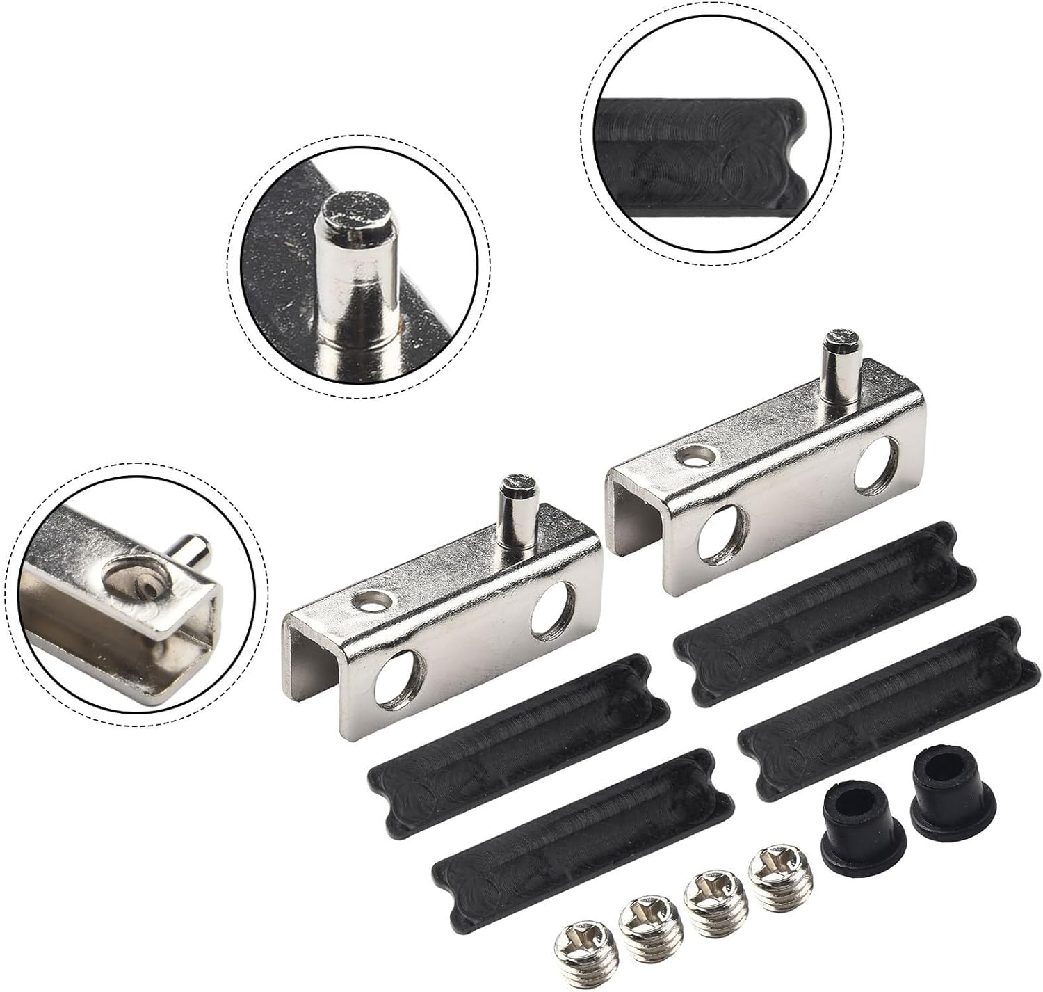 Glass Cabinet Door Clip Metal Showcase Latch Display Case Hinge Iron Glass Holder Nickel Plated Catch Black Cabinet Clip for Home Kitchen Storage 2PCS(Nickel-Plated Iron)