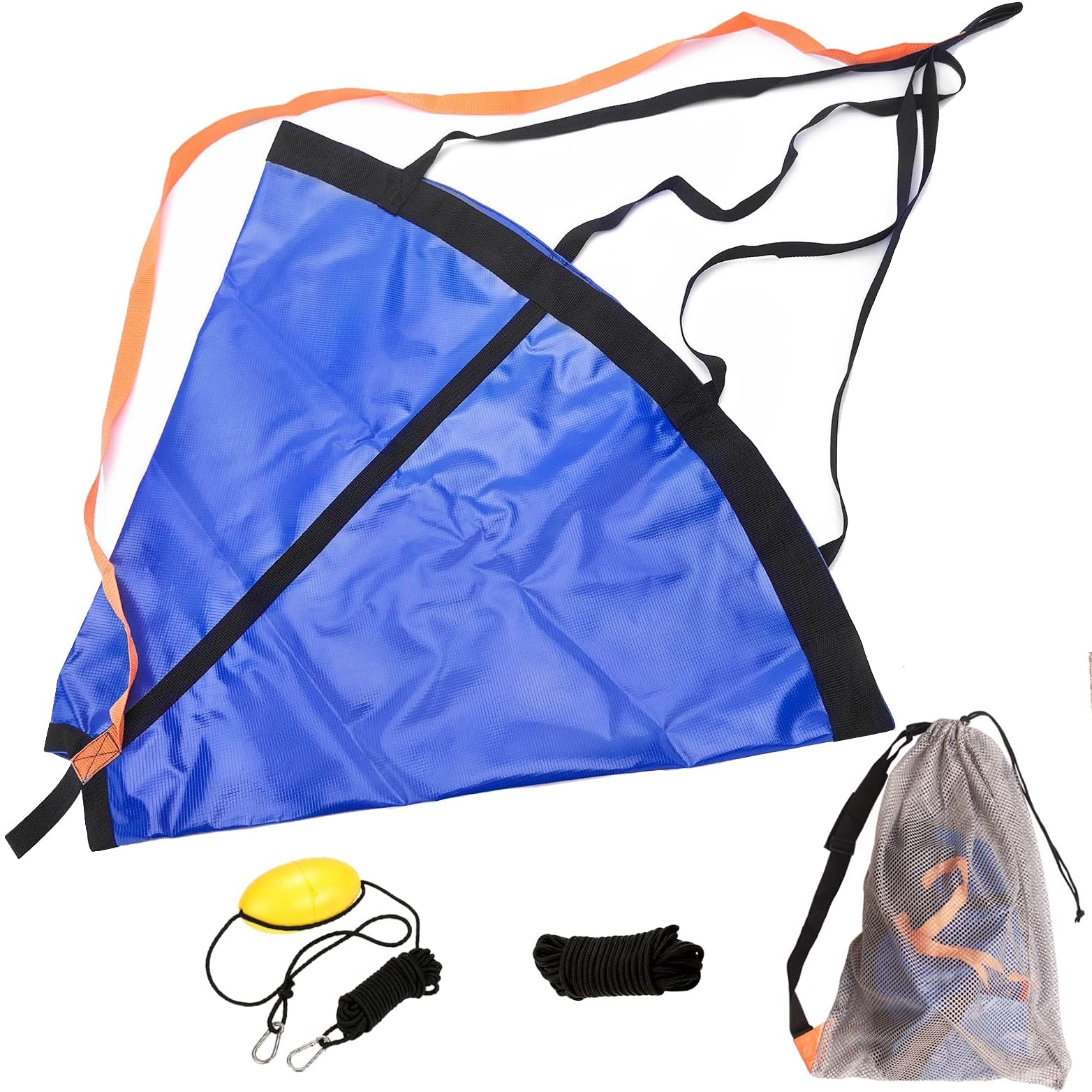 Drift Sock for Fishing Boat, Sea Anchor Drift Control Bag for Kayak, Canoe, Pontoon & Trolling Boats - Water Brake Parachute with Harness Buoy Ball Rope Float & Dump Line (50'' for 18-20ft Boat)