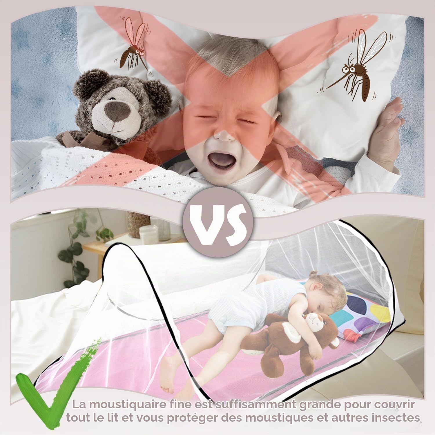Moustiquaire Pop-up Pliable de Voyage 200 x 80 x 56 cm, Ultra Légère pour Lit Simple et Utilisation Enfants