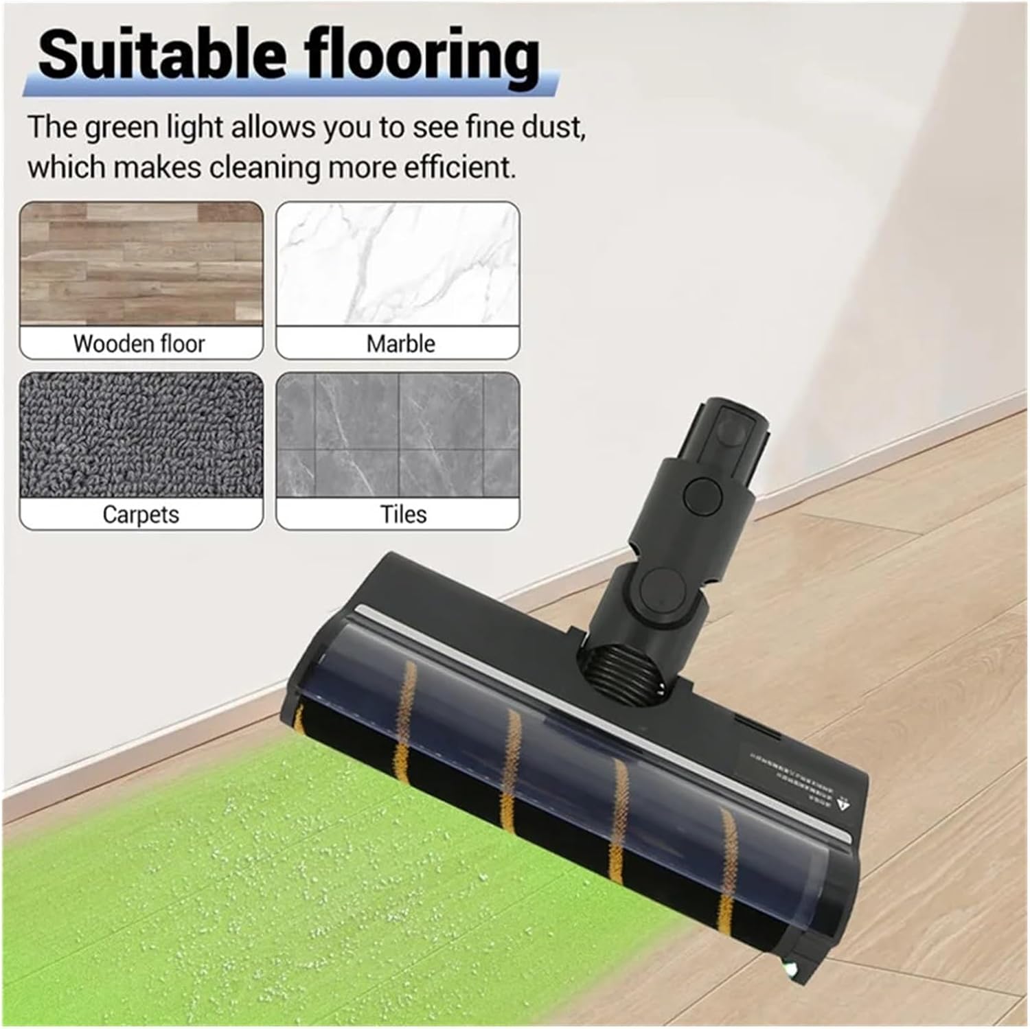 A43F-Compatible for Dreame R20 V12 Pro V16S T20 T30 Handheld Wireless Vacuum Cleaner Hard Floor Brush Heads with Green Light
