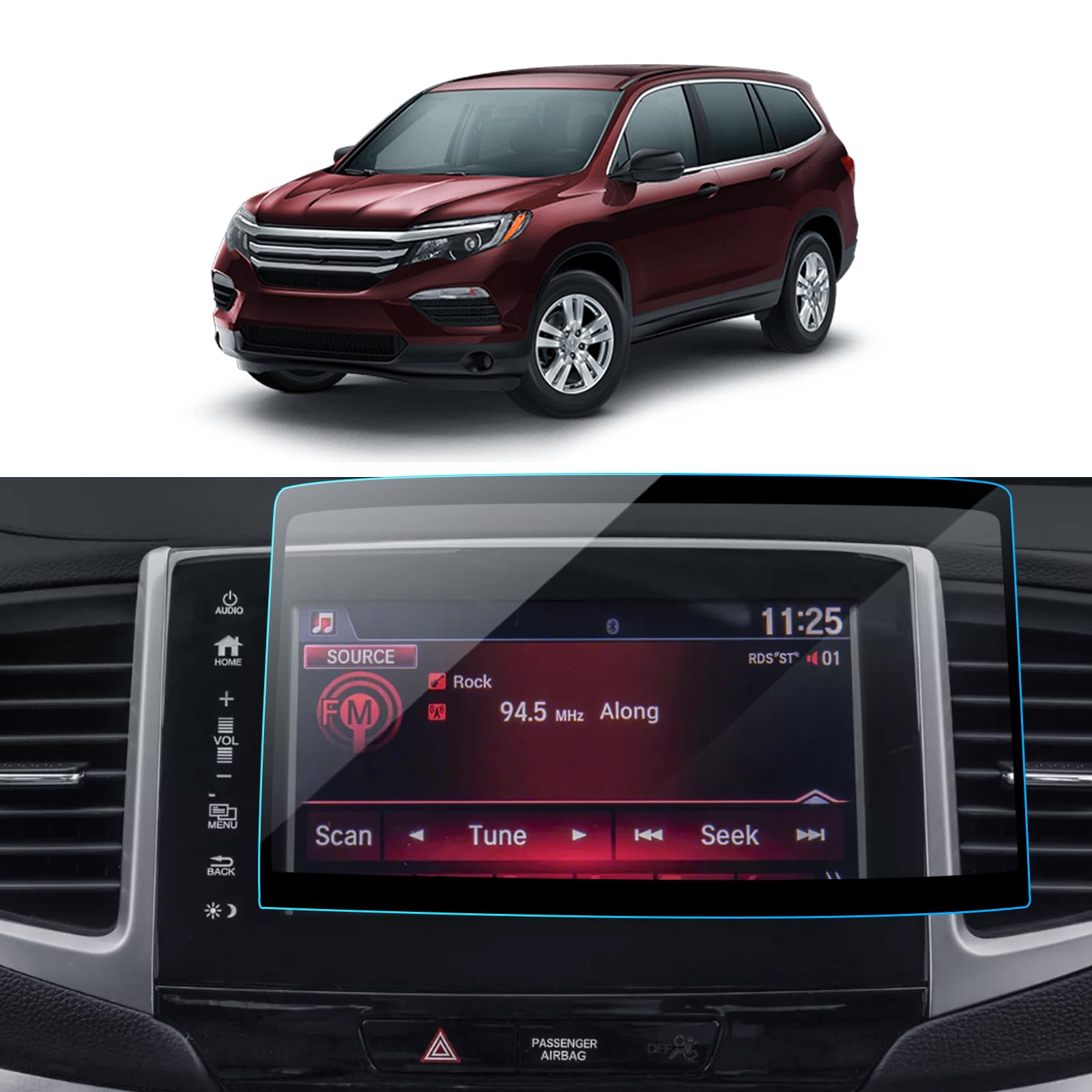 LANTU Car Screen Protector for 2016-2018 Honda Pilot Passort & 2016-2020 Honda Ridgeline Accessories Navigation Touchscreen Protector Film Tempered