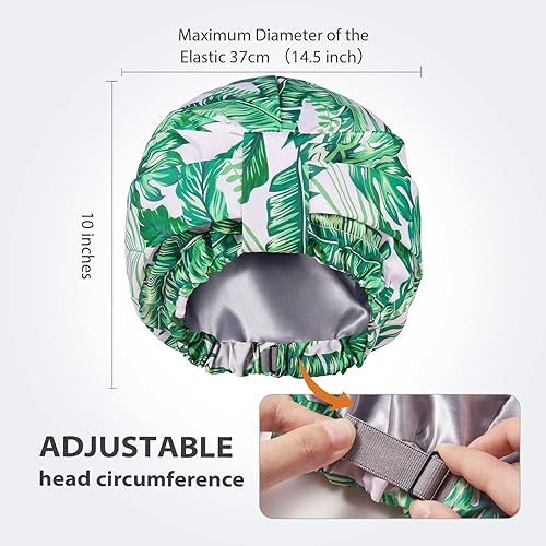 Miniatura 10 de INNELO Gorro de ducha de lujo para mujer gorro de ducha impermeable reutilizable gorro de ducha grande ajustable para mujer doble capa con gorro de