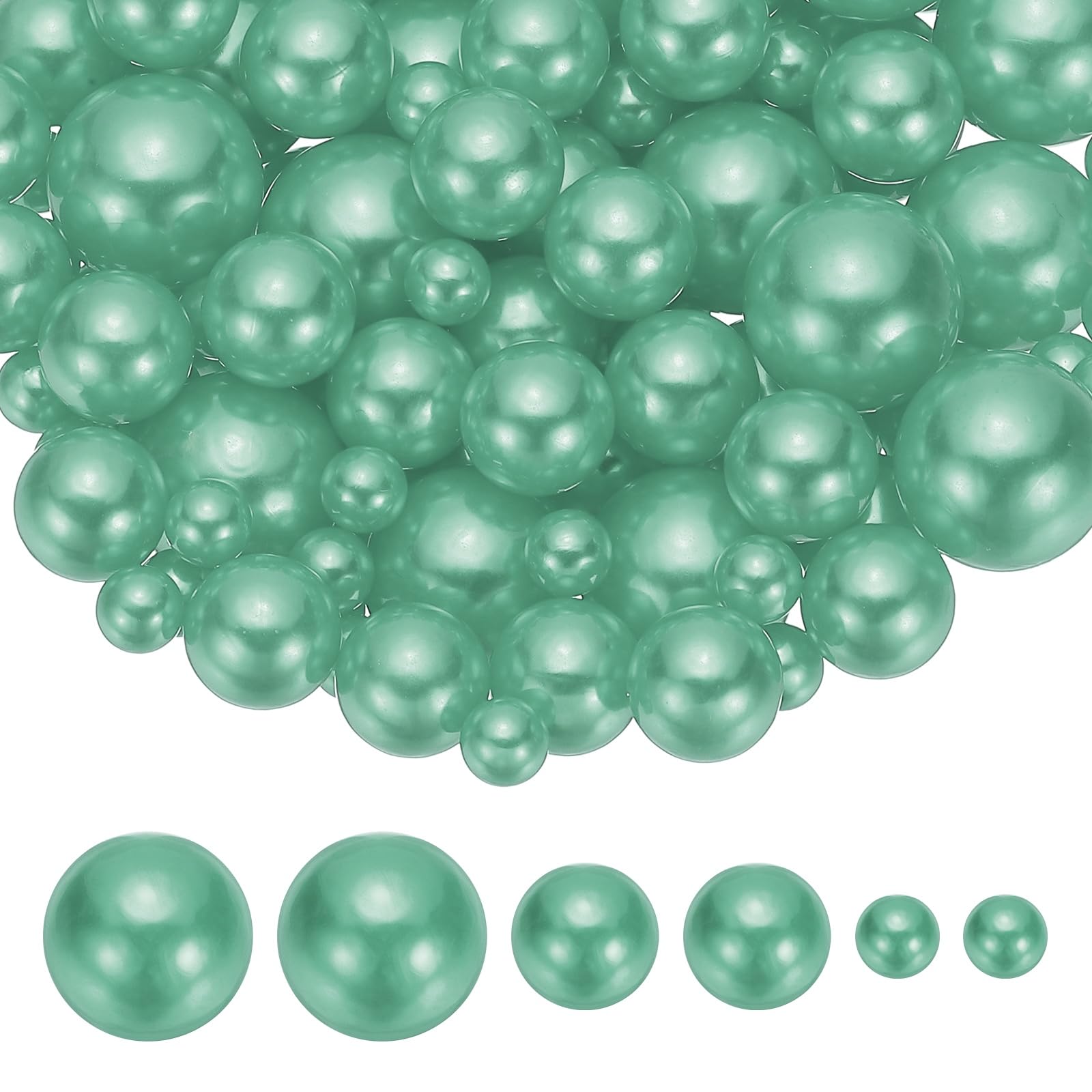 PATIKIL 8/14/20 mm Faux Pearls Beads, 150 Pcs No Hole Pearls Floating Beads for Vase Filler Centerpiece Decoration for Wedding Party Home Table Decor Floating Candle, Dark Green