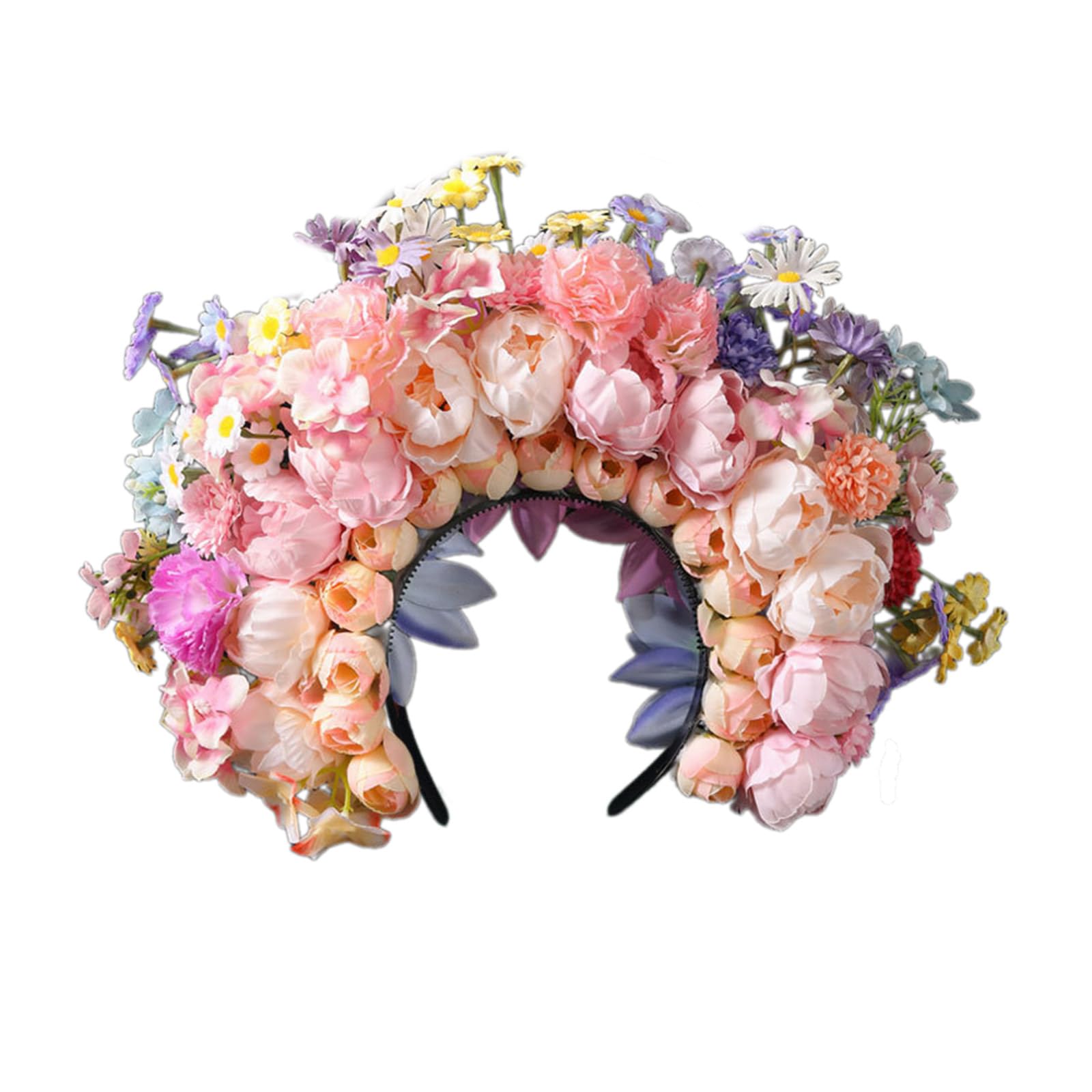 Fascia per capelli colorata con fiori, corona per capelli da sposa, accessorio per capelli alla moda da donna