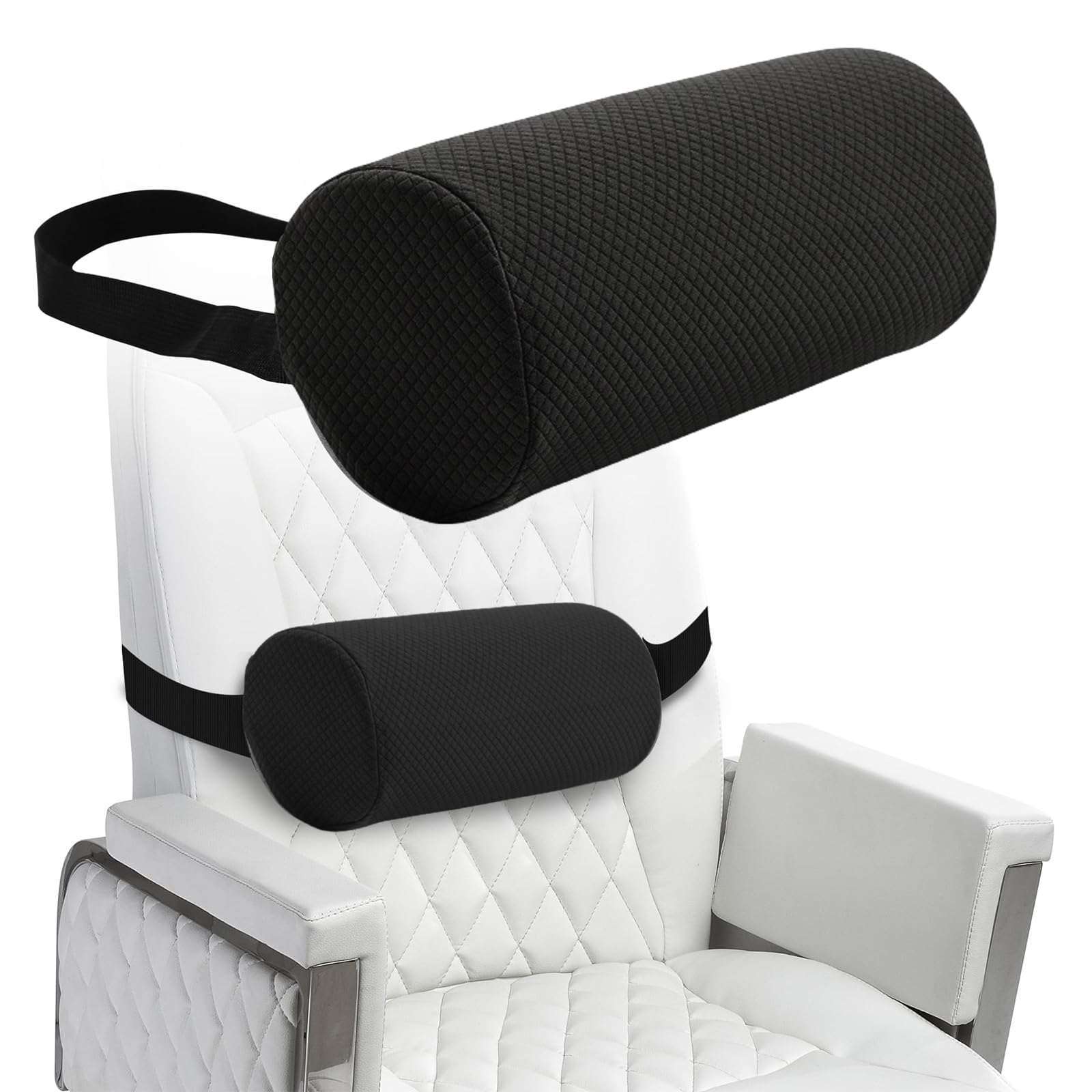 Lordosenstütze Auto & Stuhl, Lendenkissen Rückenkissen Kurz, Orthopädisches Lordosekissen mit Bezug & Gurt, Bandscheibenwürfel Rückenstütze 28x11cm (Nero)