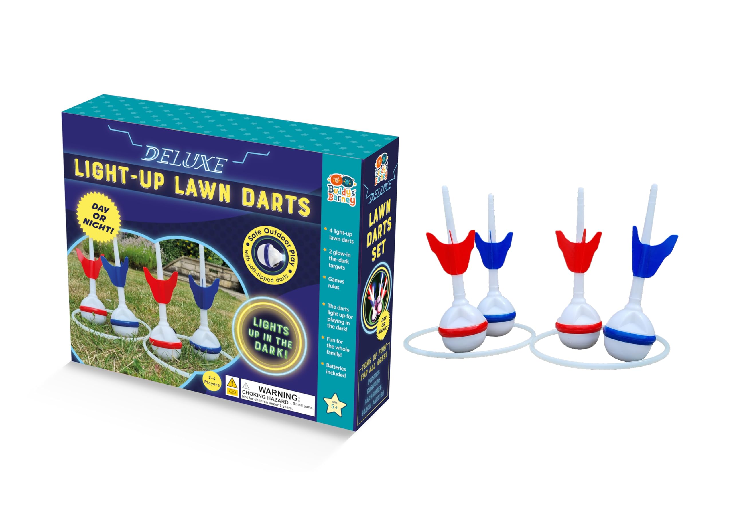 Buddy & Barney Light Up Lawn Darts, Outdoor Garden Game for Children Family Activity, Backyard Game for Kids and Adults - Image 2