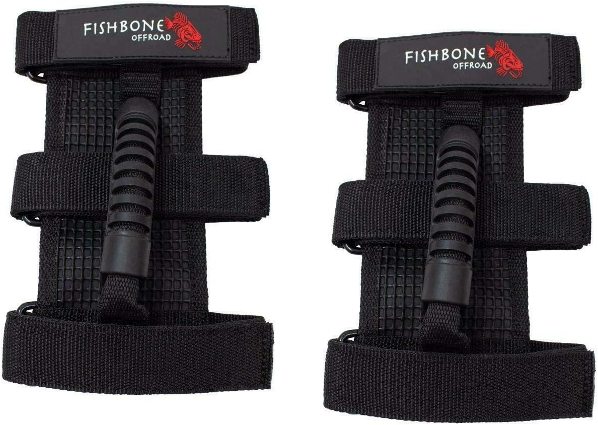 Automotive Fishbone Offroad - Black Grab Handles with Straps
