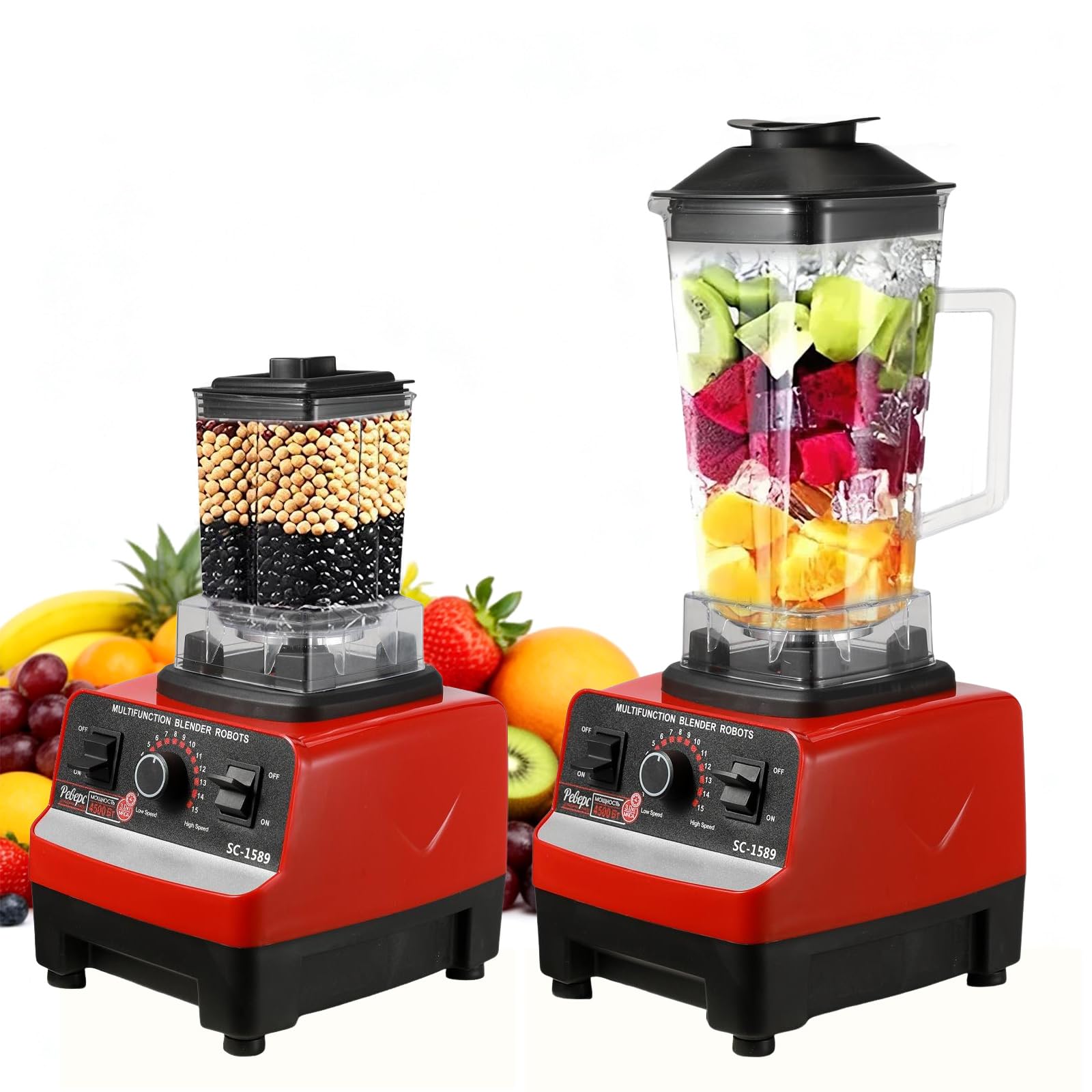 2 in 1 Professional Blender, 2000W Kitchen Blenders, 2L capacity, Stainless Steel Blade for Smoothies, Ice Crushing & Food Processing, for Crush Ice, Smoothies (A)