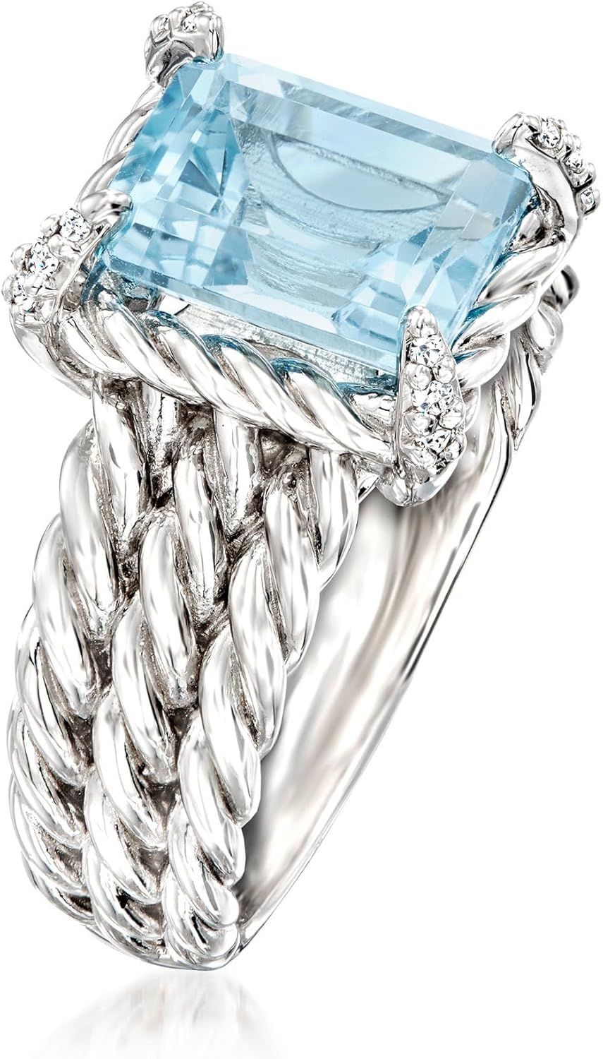 Ross-Simons 3.00 Carat Sky Blue Topaz Ring With White Topaz in Sterling Silver - Image 3