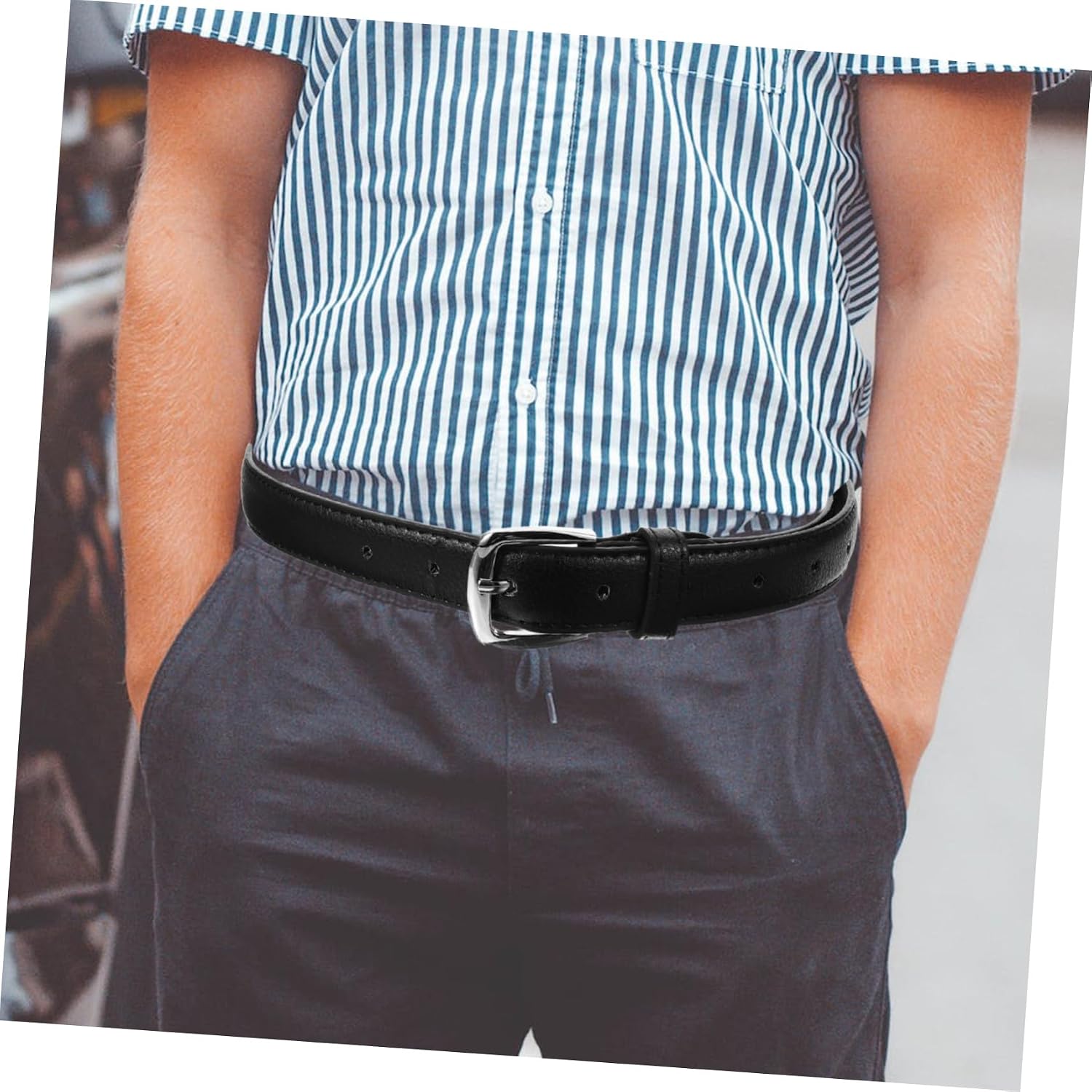 Holibanna Boys Boys and Girls Belt Versatile Black Leather Waist Belt for Ages for Jeans and Pants Comfortable Fit Simple Design
