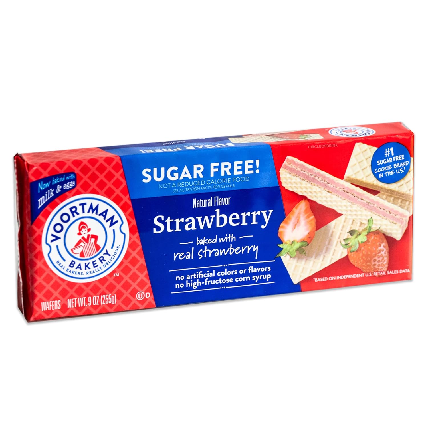 Voortman Sugar Free Wafers - Variety Pack - Lemon - Vanilla - Strawberry - Orange Creme - Baked with Real Ingredients - 4, 9oz packs