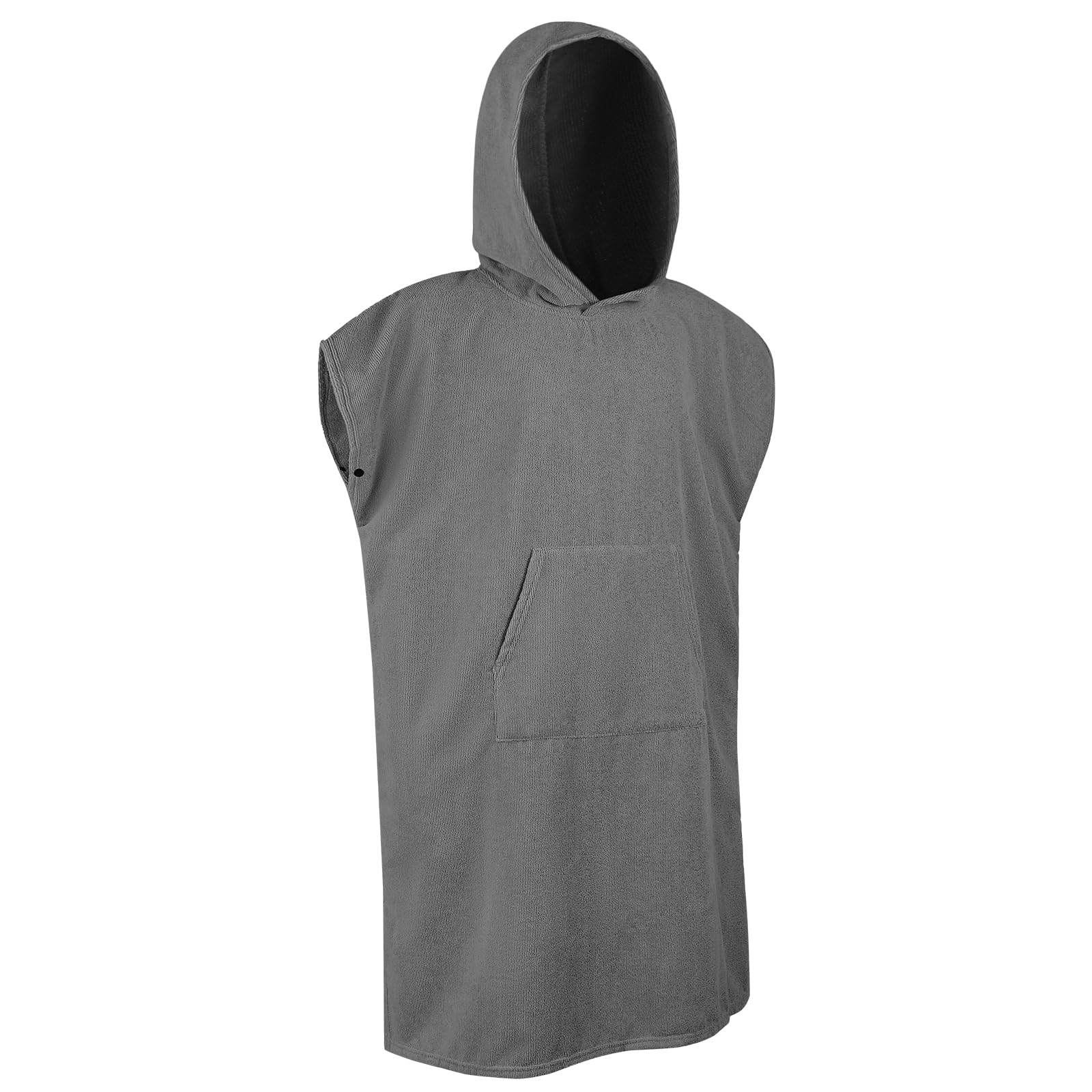 AUYAO Poncho Surf, 110cmX78cm Poncho de Toalla con Capucha para Adultos, Capa Cambiarse, Microfibra de Secado Rápido, Toalla Poncho con Bolsillos Unisex Ideal para Vacaciones Surf Playa, Gris Claro