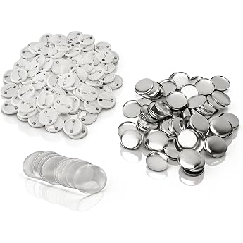 100 Sets of Accessories for Round Buttons Accessories for Making Empty Buttons Round Badges Parts for Metal Buttons Pin Badge Set for Button Maker Machine Includes 25 mm