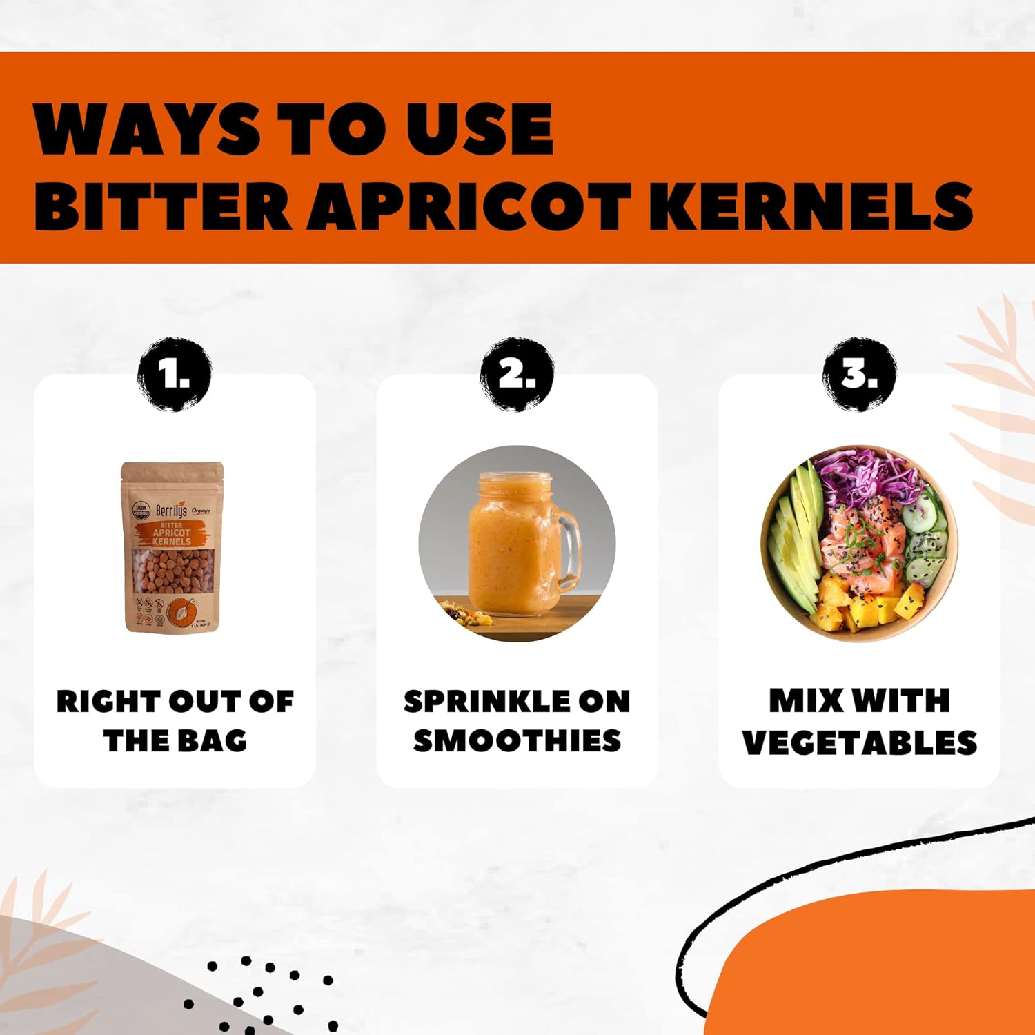 Berrilys Organic Bitter Apricot Kernels - USDA Certified Organic Bitter Apricot Seeds - Natural & Non-GMO, Premium Quality Kernals, No Sulfur or Additives - 16 oz - Image 6