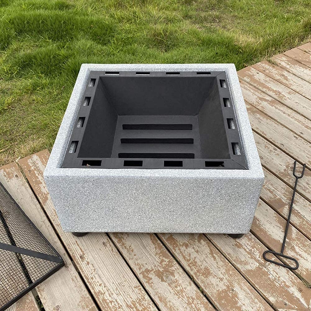 Brasero Cuadrado, Multifuncional ​Fire Pit, con Protección contra Chispas, Parrilla, Casa Calefacción Chimenea para Camping Playa Hoguera Picnic Garden
