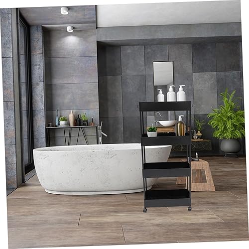 Miniatura 3 de Zerodeko Carrito de carrito con ruedas, organizador de carrito de almacenamiento, carrito de cocina con ruedas, tubería de acero al carbono,