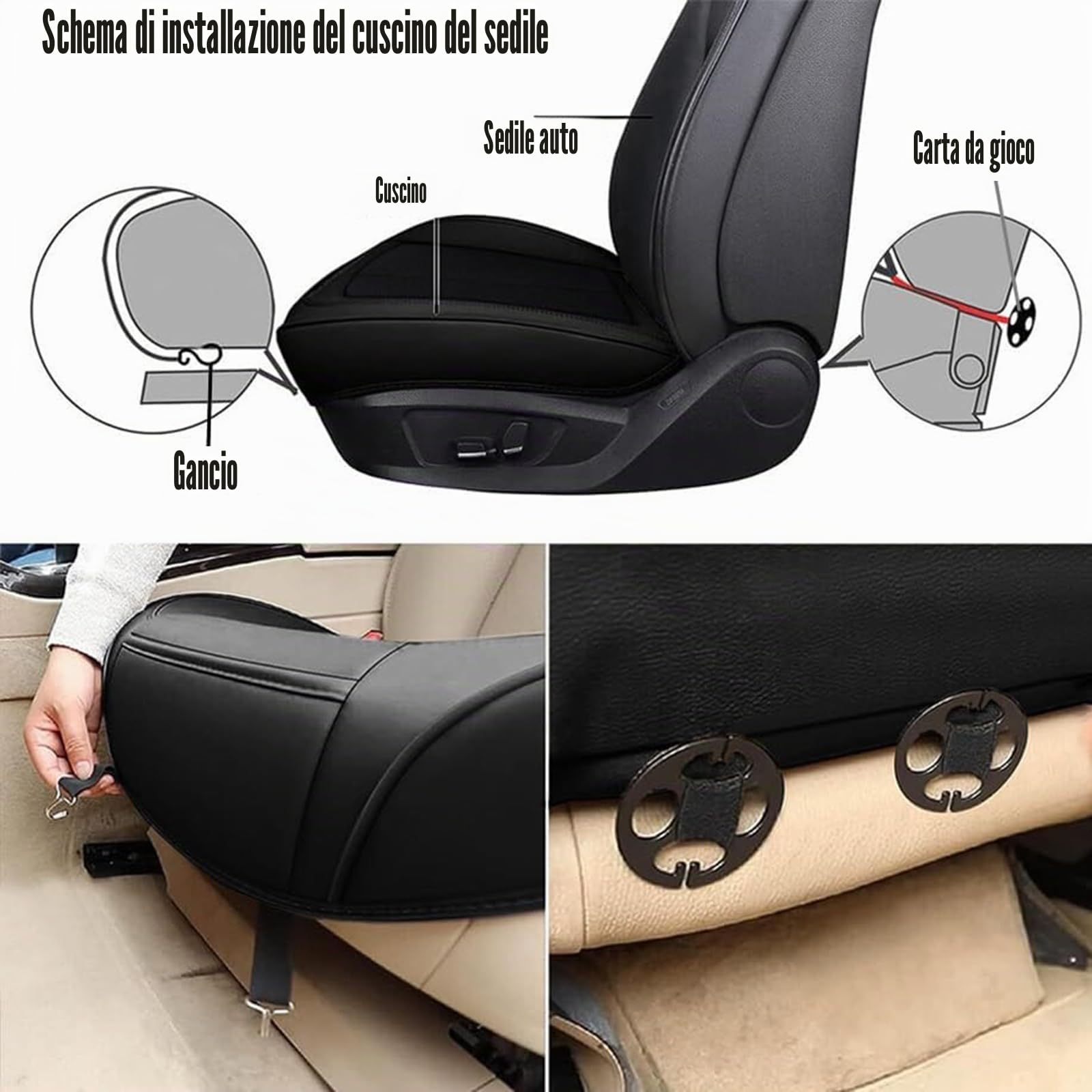 Coprisedili impermeabili in pelle PU, adatti per sedili anteriori Volkswagen, set da 2 pezzi (nero)