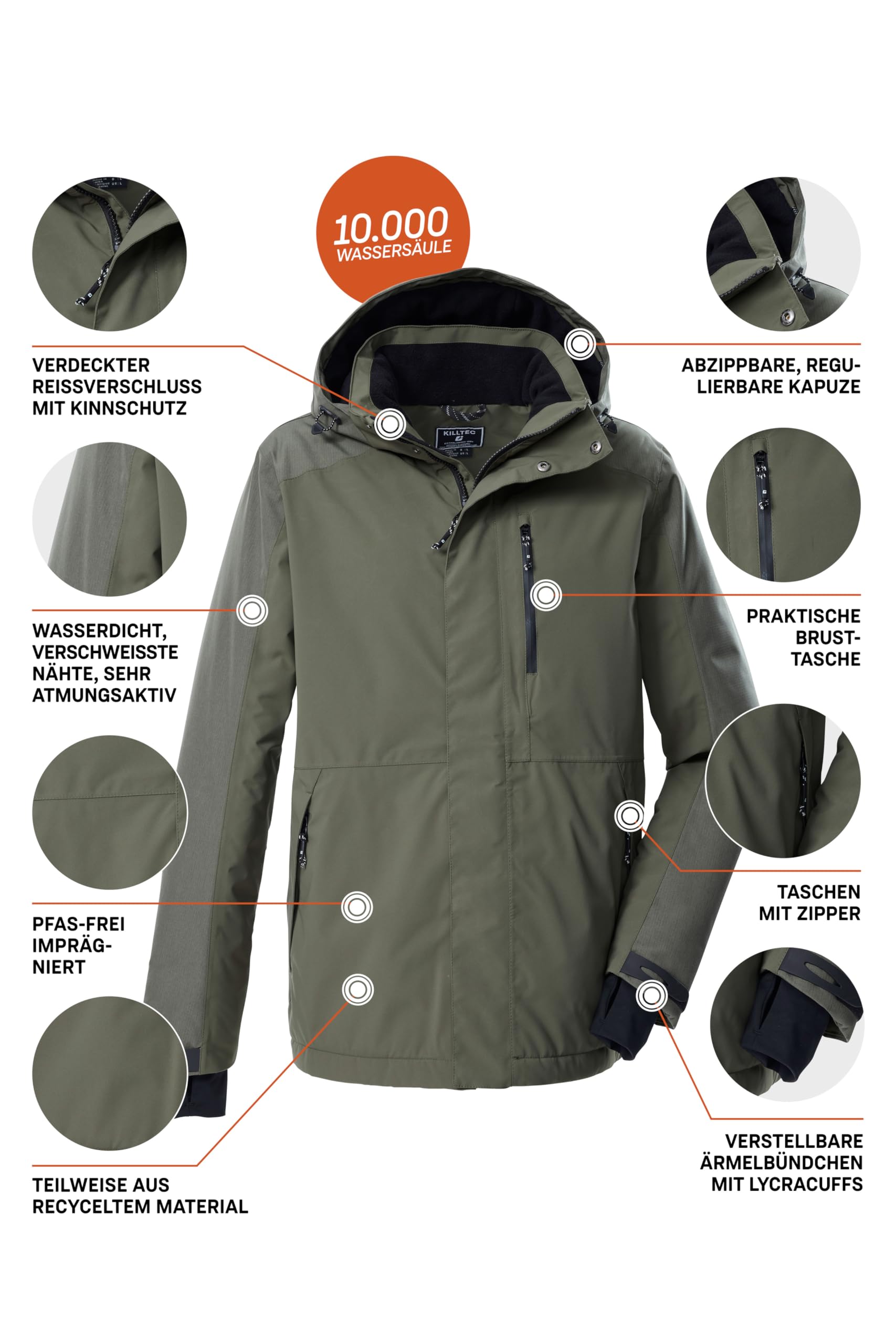 Killtec Herren Kow 89 Mn Jckt Outdoorjacke/Funktionsjacke mit abzippbarer Kapuze