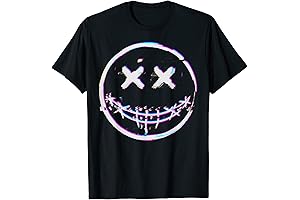 Glitchcore Smile with Stitched Mouth Dizzy Face Emoticon T-Shirt