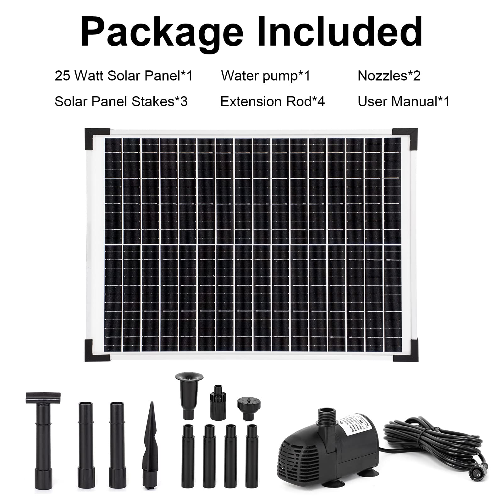 ECOWORTHY Solar Fountain Water Pump Kit 25 W, 410GPH Submersible