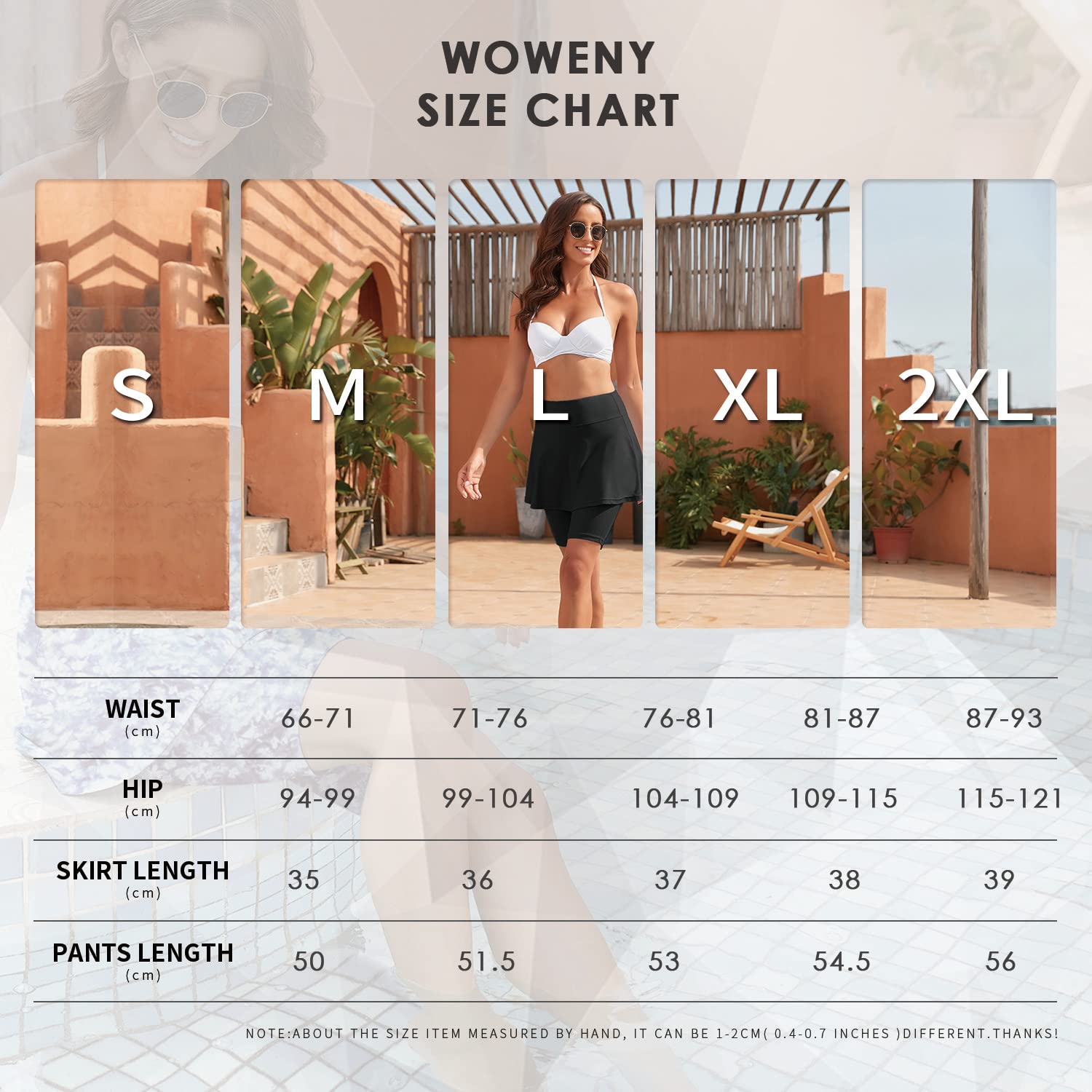 WOWENY Bademode Damen Bauchweg Sportrock Schwimmrock Rock Strand Mit Innenslip Schnell Trocknendes Wassersport Badeshorts