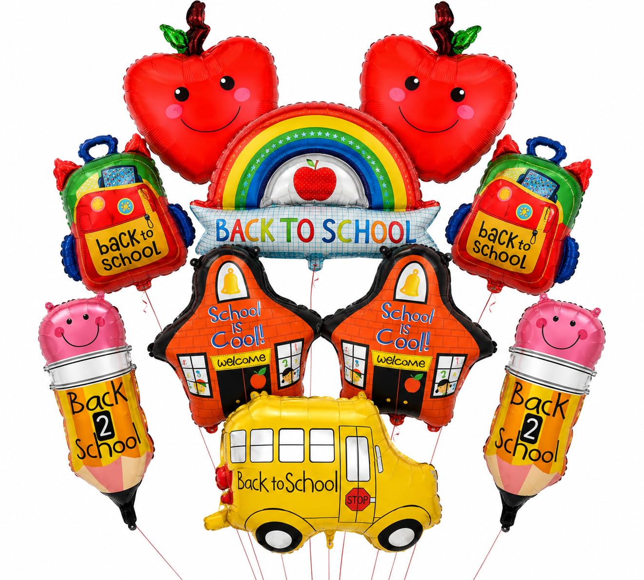 CYMYGS 10 Pcs Back To School Balloons Decorations, Cartoon Foil Balloons
