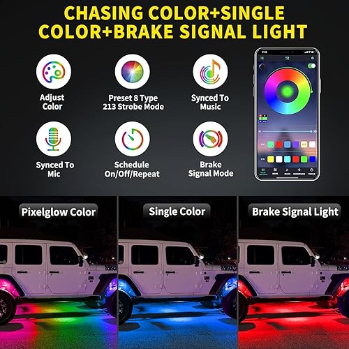 Miniatura 3 de 8 vainas de luces RGB de ángulo completo compatibles con camiones, Jeep, UTV, SUV, ATV, barco, carrito de golf, impermeable, multicolor, control