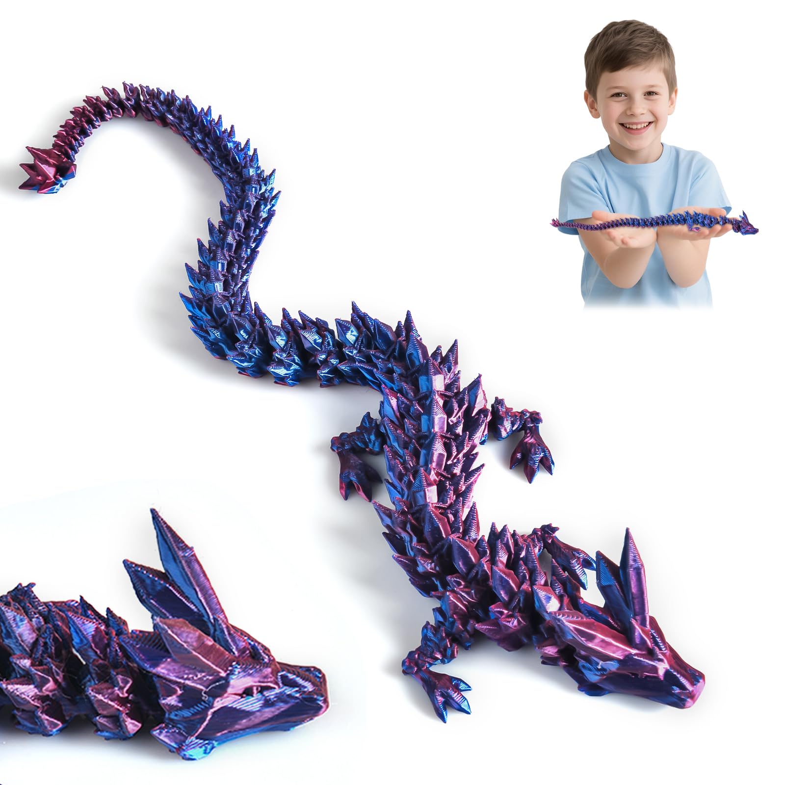 OSDUE Zabawka na biurko z nadrukiem 3D, smocze jajko, giętka i elastyczna, ze zdejmowaną tajemnicą, zabawka fidget, do polowania na jajka wielkanocne, dekoracja domu, biura dla dzieci, lazurowy fiolet