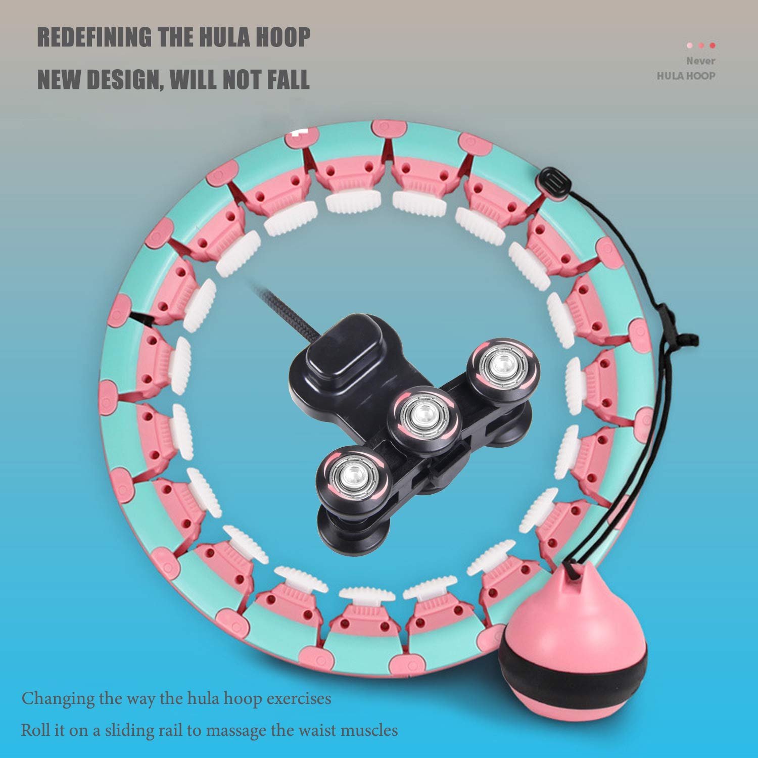 Hula Hoops Intelligents, Hula Hoop Fitness Perte de Poids sans Jamais Tomber pour Les Adultes Débutants Abdomen Fitness Augmenter la Beauté et Massage,24 N?uds Détachables