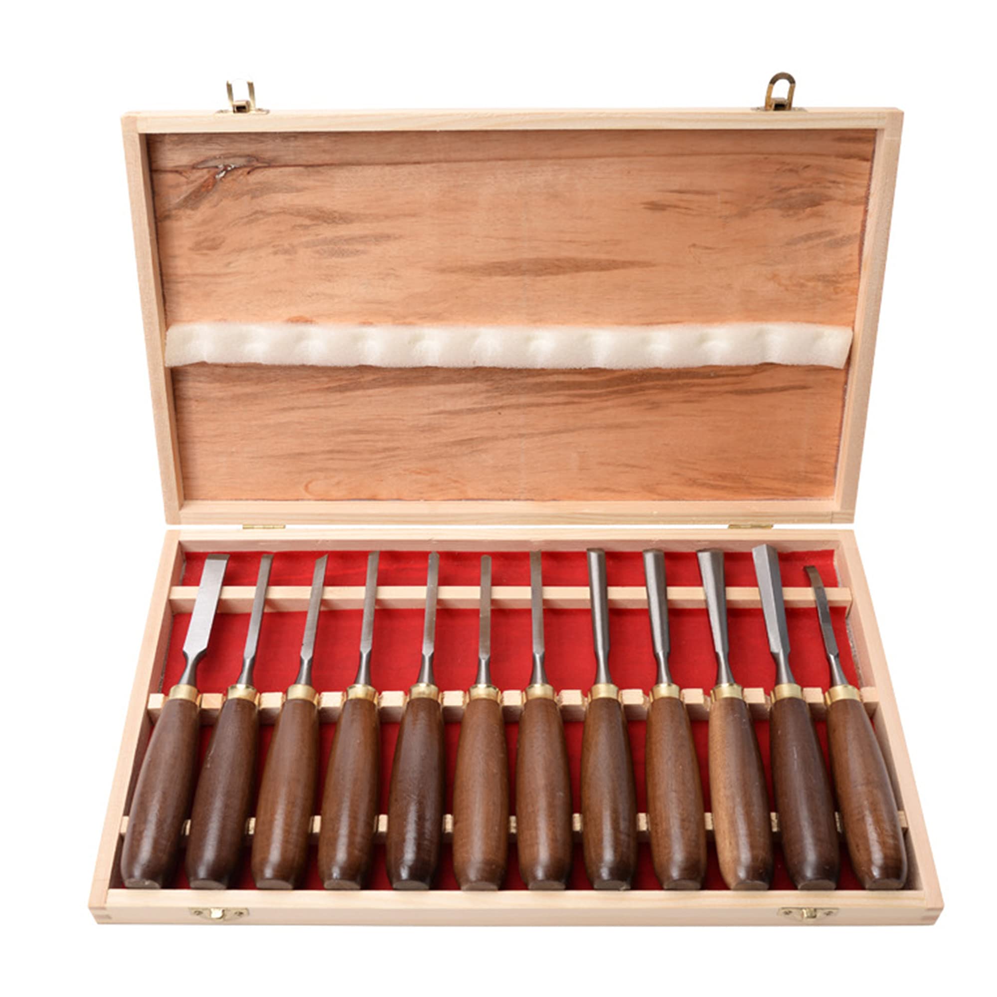 Cinceles para madera 12 piezas Juegos de formones de cinceles de mano para tallar madera acero al manganeso de 65Mn cinceles para madera para maderas duras y blandas
