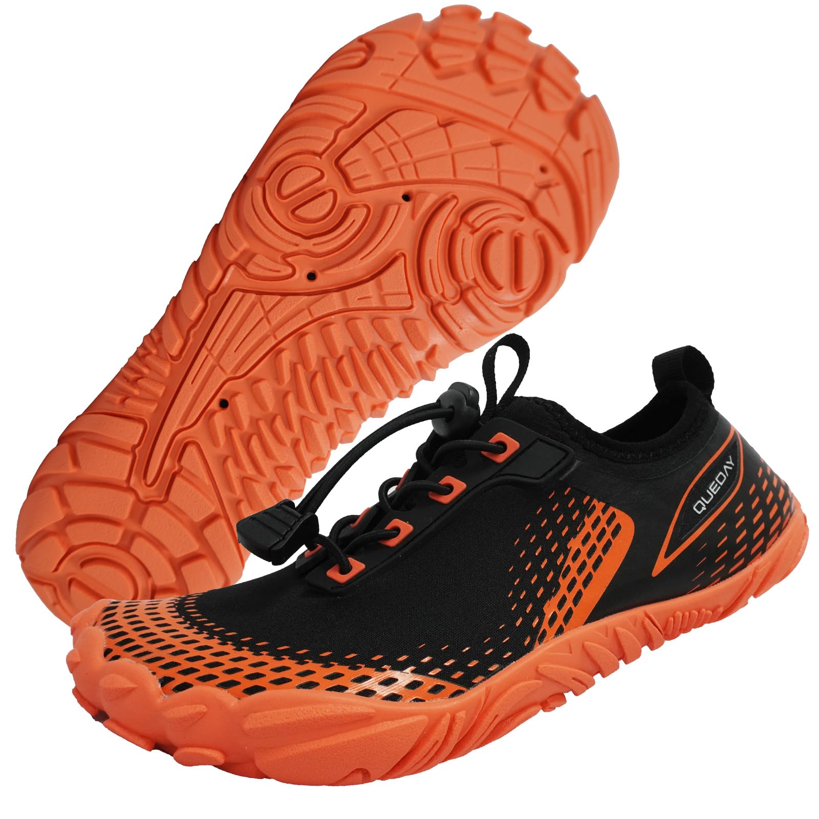 Generic Queday Water Shoes for Men Women Quick Dry Barefoot Shoes Black Orange Athletic Lightweight Sports Aqua Socks Outdoor Swim Fishing Hiking Surf Size 42