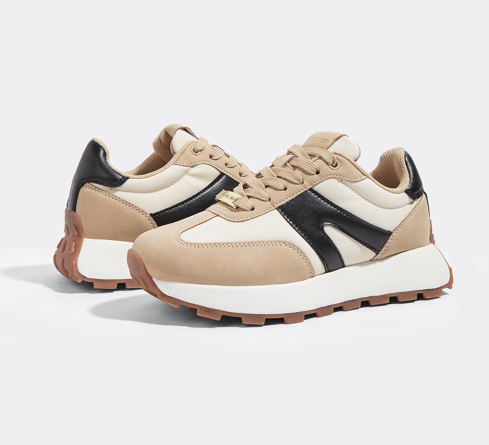 LUCKY STEP Zapatillas de Plataforma para Mujer – Clásicas y Retro, Zapatos de Moda con Cordones para Correr, Tenis y Uso Diario