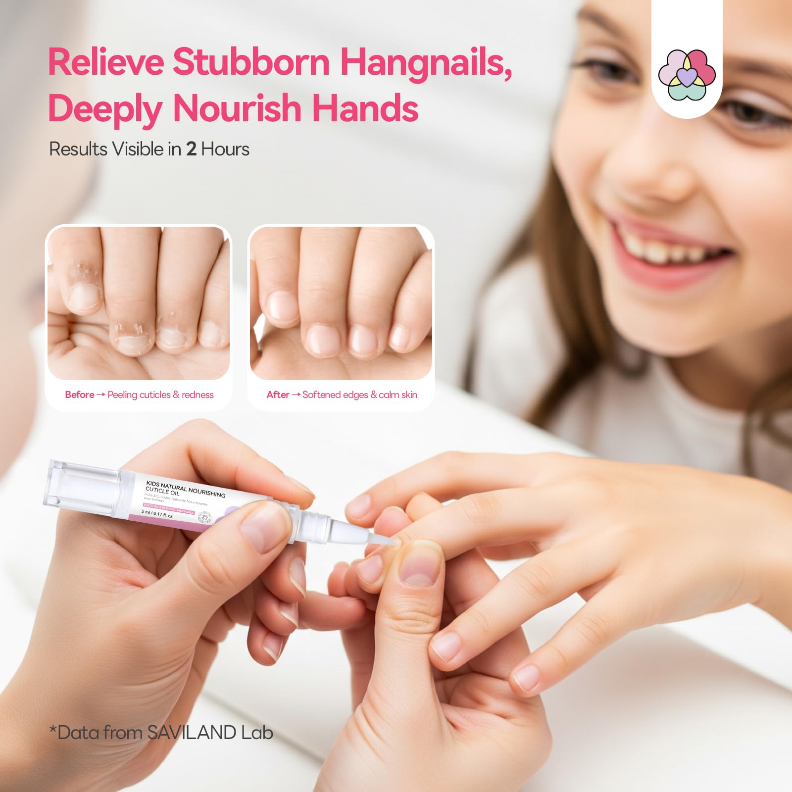 SAVILAND Cuticle Oil Pen Plant-Based Nail Care for Aged 3-8, 8-Hour Nourishment, Softens Hangnails in 2 Hours, Gentle Pure Formula - Image 3