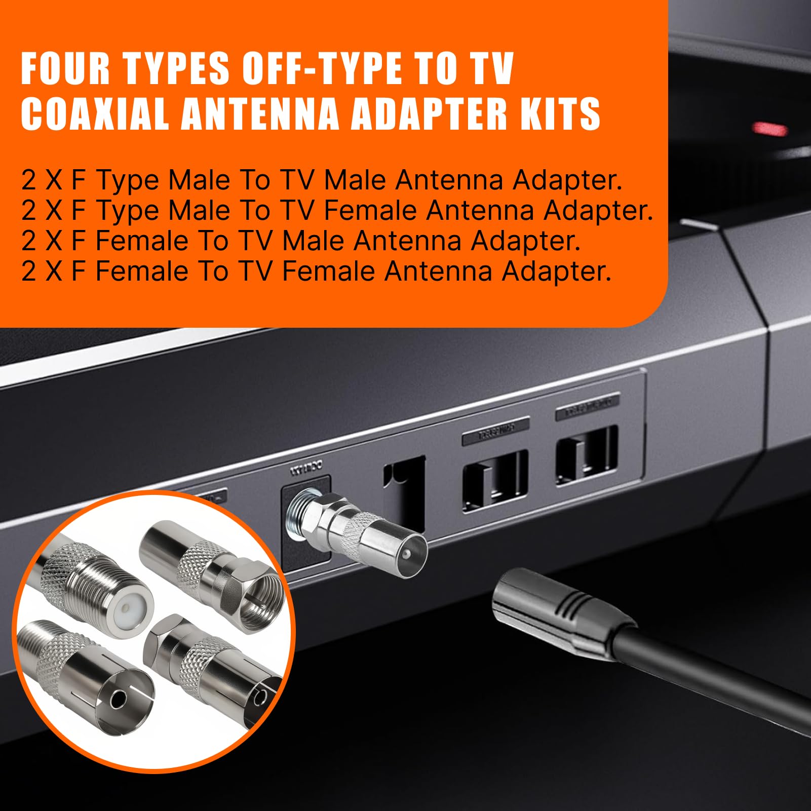 8 PCS Connecteurs Antenne TV Mâle/Femelle Kit, Adaptateur Antenne TV pour Câble SAT, Adaptateur Prise Multimédia, Raccord AntenneTV, Connecteur Coaxial Durable, Embout AntenneTV
