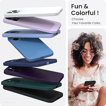 URUCHI iPhone 14 Pro Max ile Uyumlu Kılıf, İçi Kadife Kaplamalı İnce Sıvı Silikon Tam Koruma Yumuşak Jel Silikon Kapak, Siyah