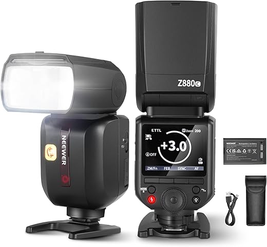 NEEWER Z880-C 2,4G 76Ws TTL Flash Speedlite Cámara Compatible con Canon Interfaz Usuario Mejorada Lámpara Modelado Tecla TCM Cambio Rápido TTL/M 1/8000s HSS 7,2V/3000mAh Batería 600 Flash Máx Potencia