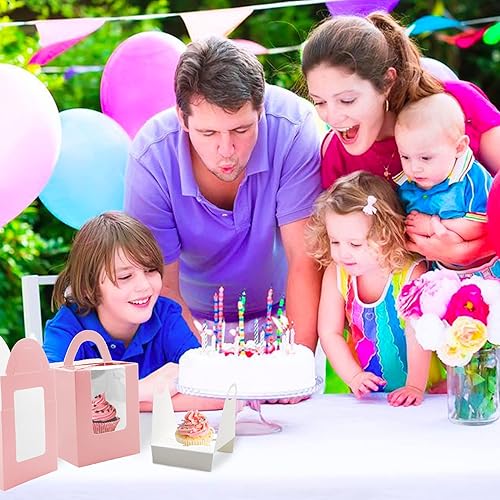 Vista 40 de Lainrrew Cajas para magdalenas, 30 cajas individuales para cupcakes, recipientes individuales para magdalenas, contenedores de pastelería con Verde