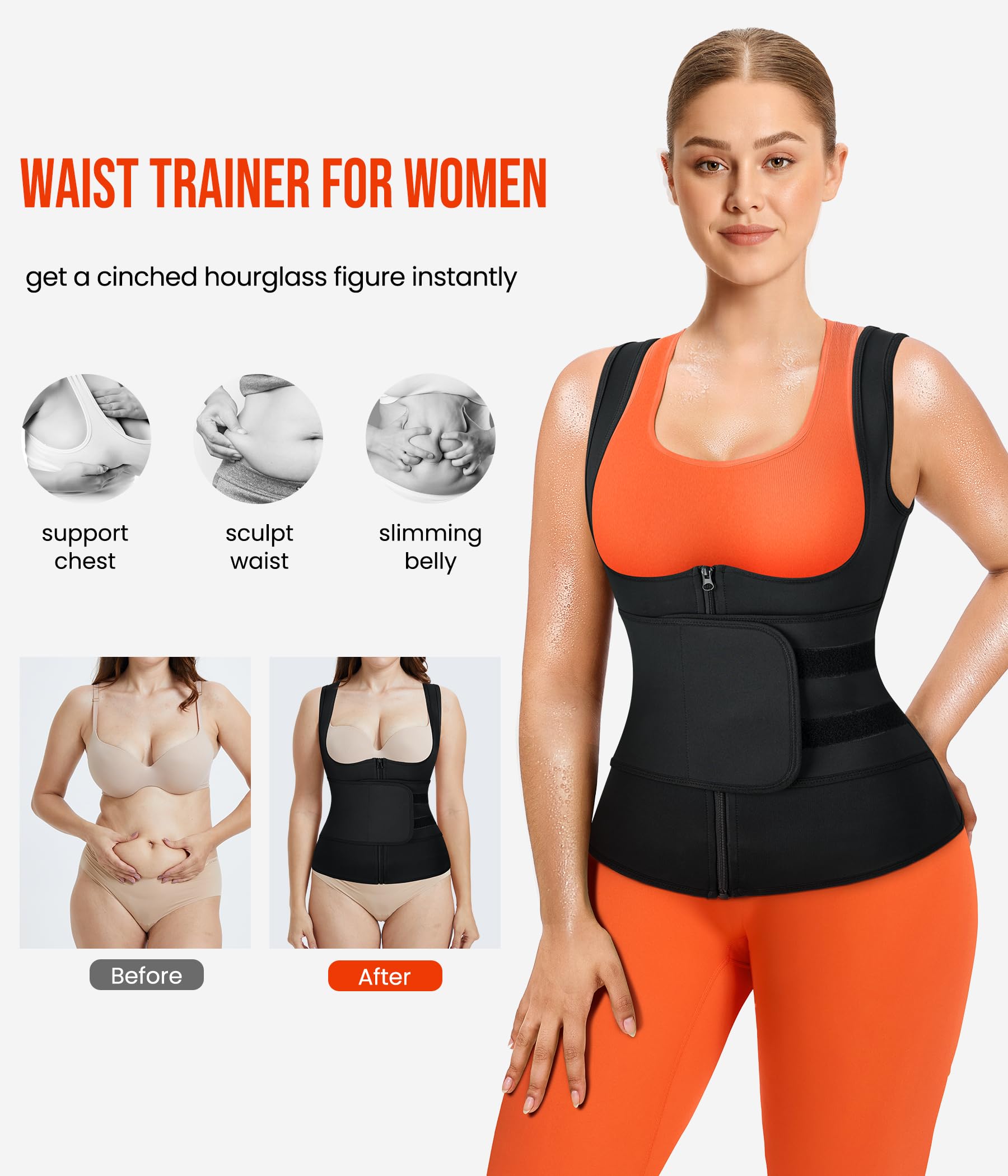 Junlan Schwitzgürtel Zum Abnehmen Korsett Damen Bauchweg Sauna Shirt Taillenformer Fitness Thermo Sauna Suit Hot Polymer Sauna Weste Damen