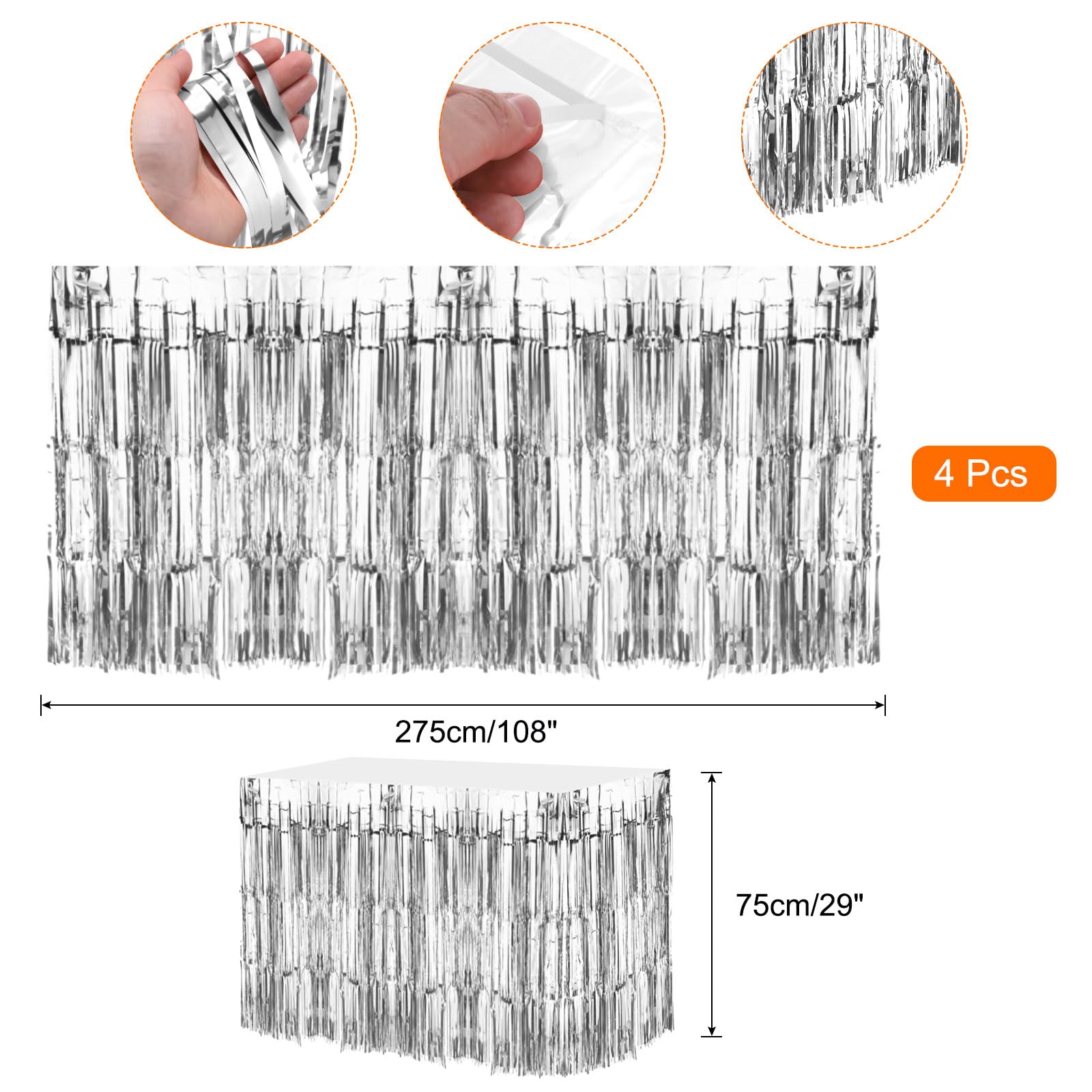 QUARKZMAN Lametta-Tischröcke - 3er Set In Hellorange